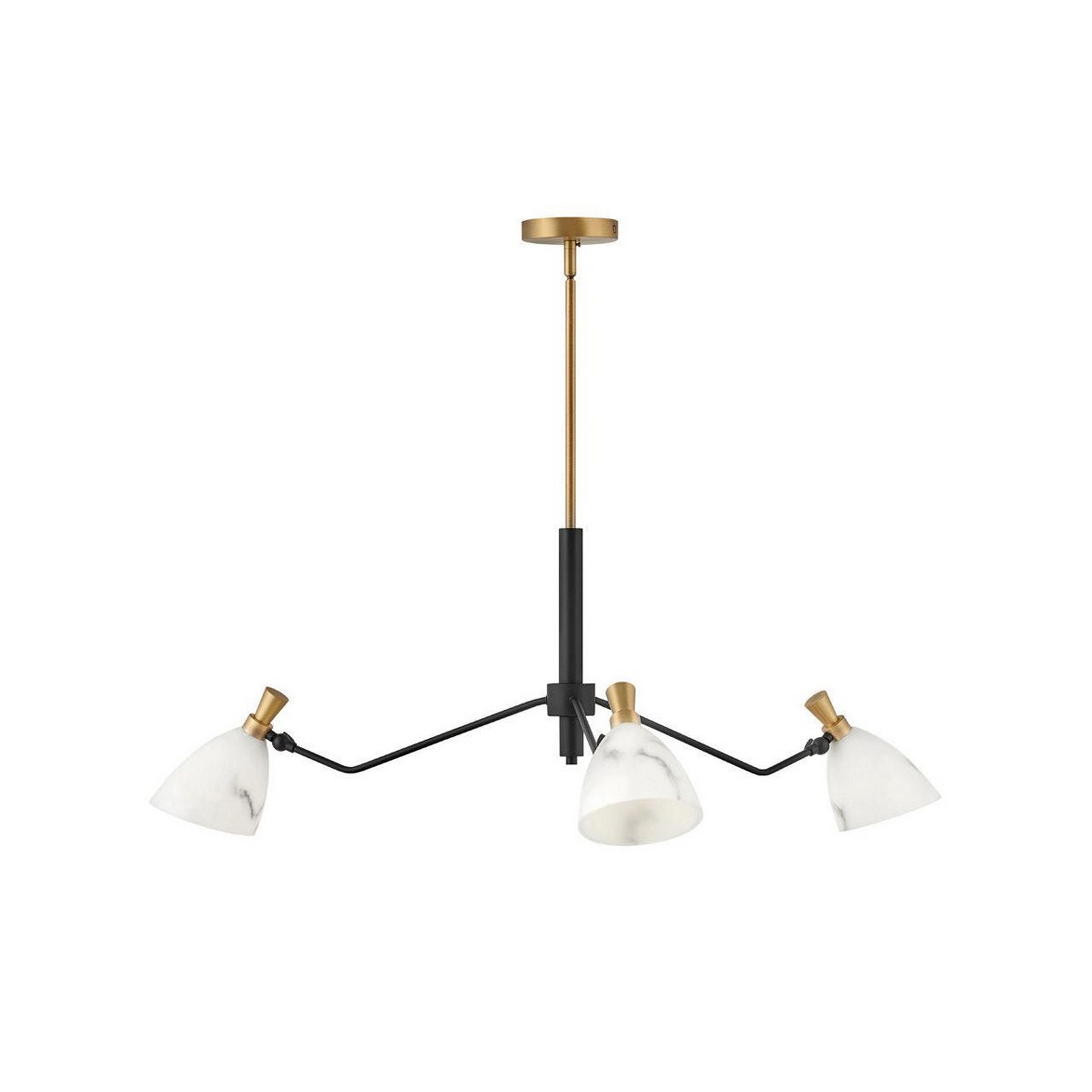 A Blair Chandelier - 3 Light with Black / Brass / Faux Alabaster color