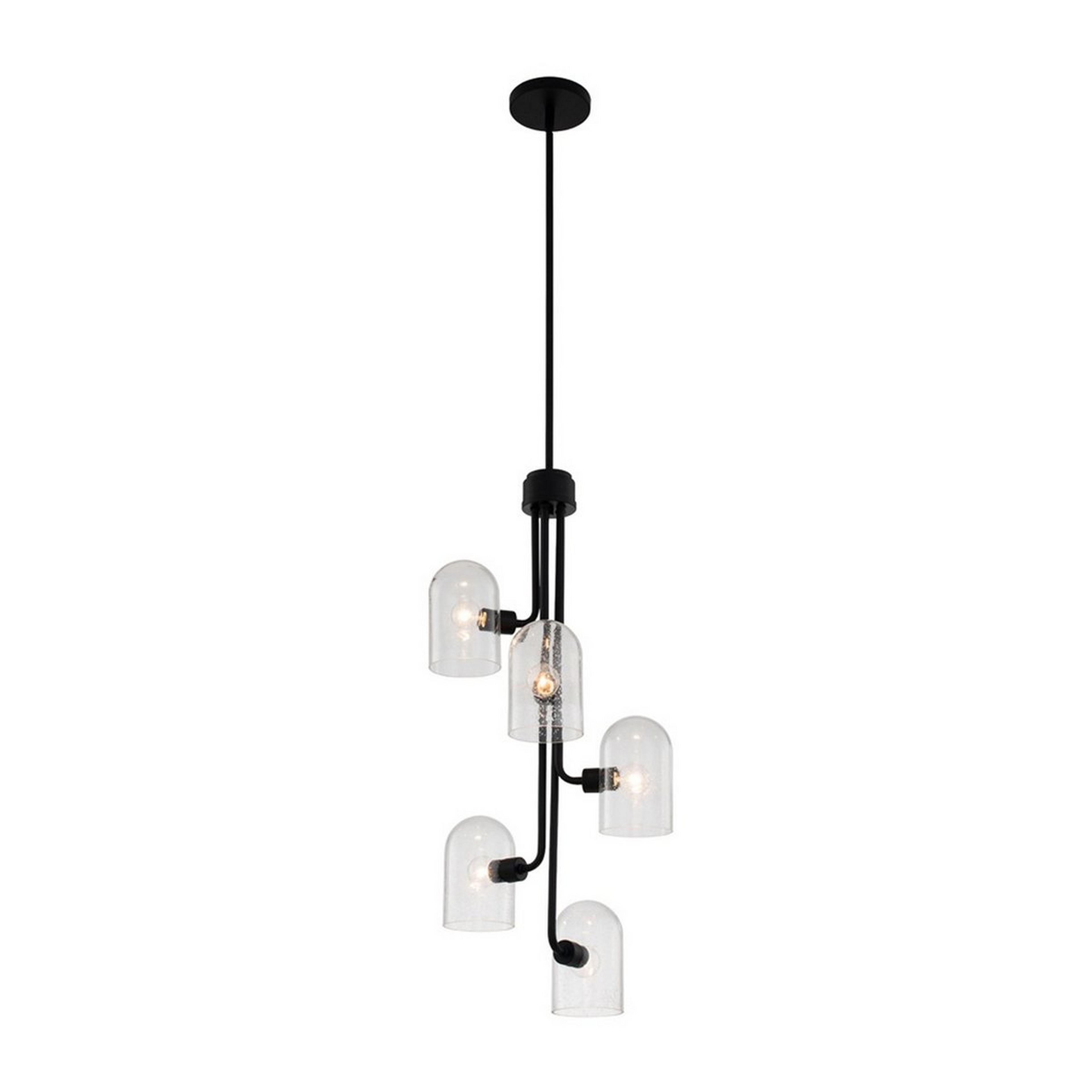 A Marlow Chandelier - 5 Light with Black / Seeded Glass color