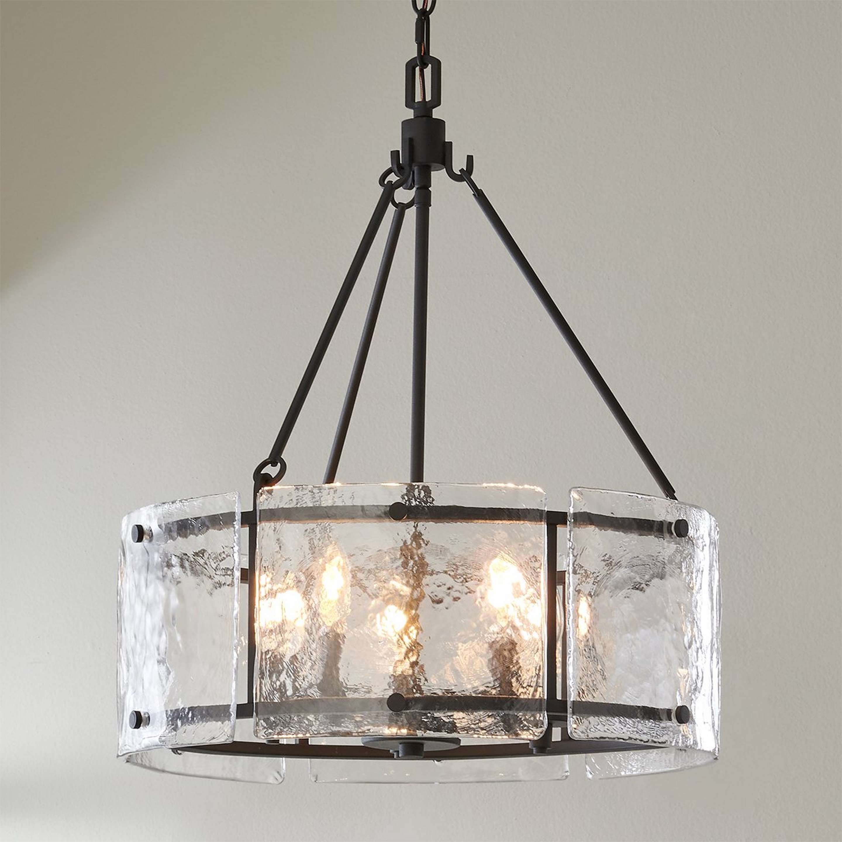 A Hazy Lining Chandelier with Black / Hazy Glass color