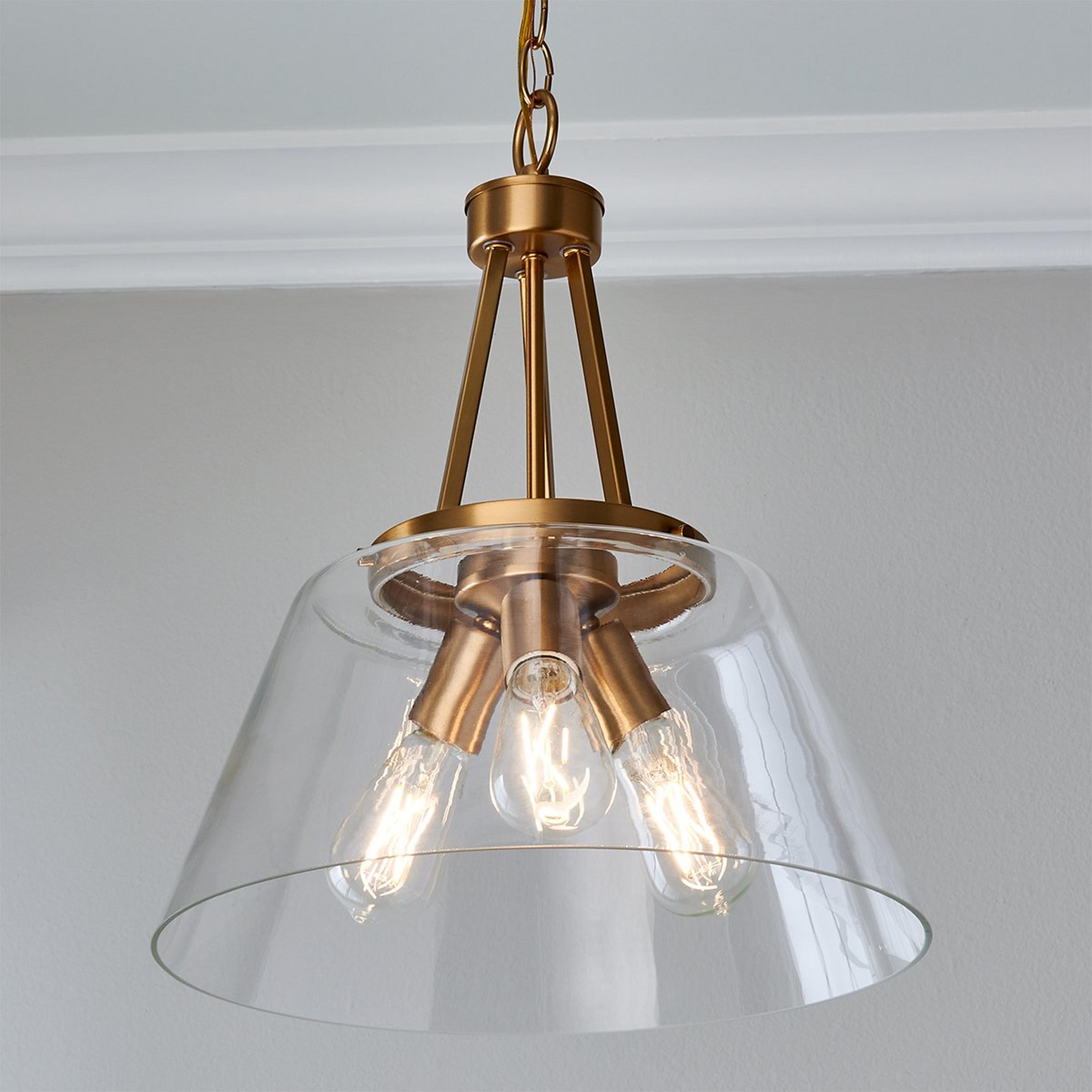 A T Bar Taper Chandelier with Aged Brass / Clear color