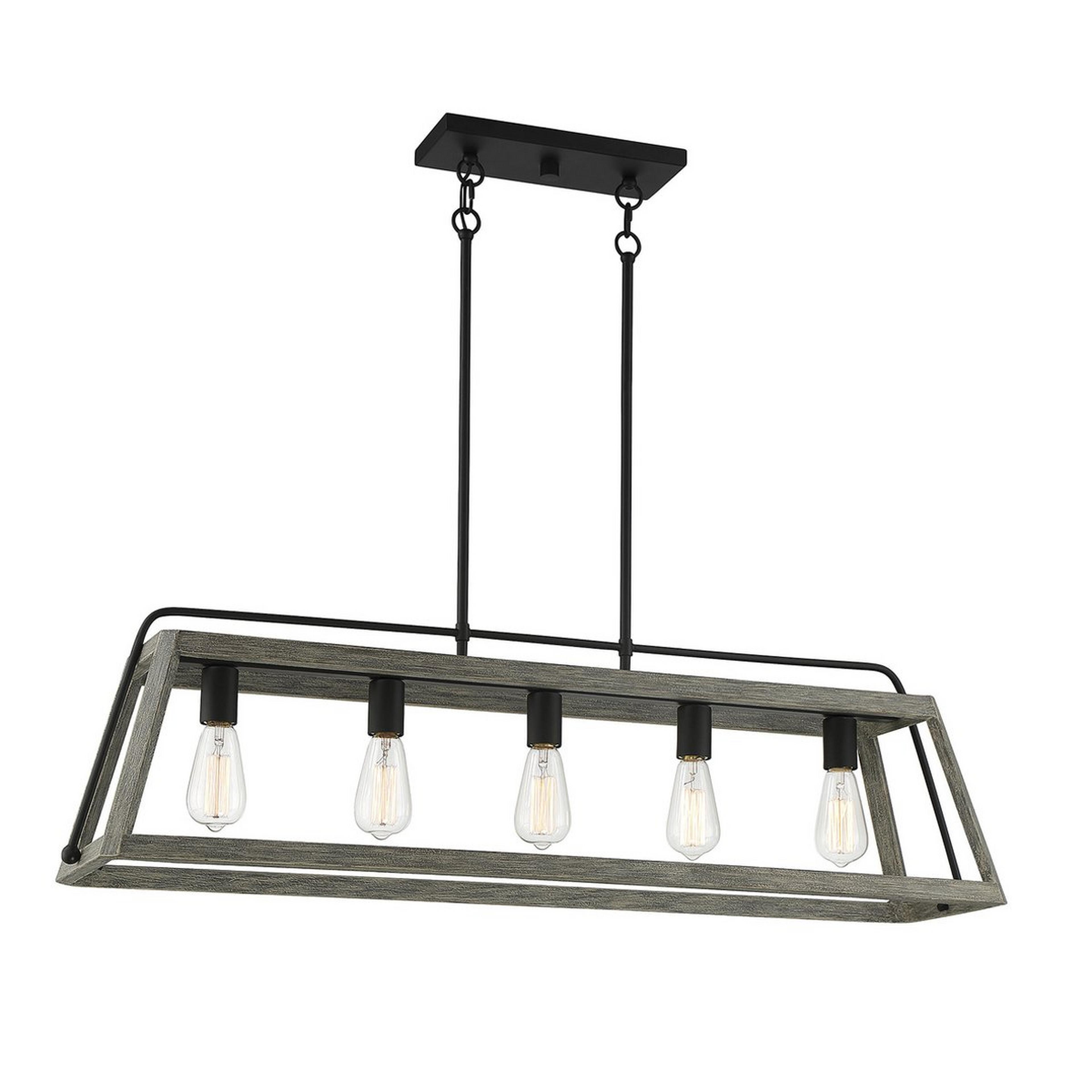 A Rustic Elements Linear Chandelier with Iron / Faux Antique Teakwood color