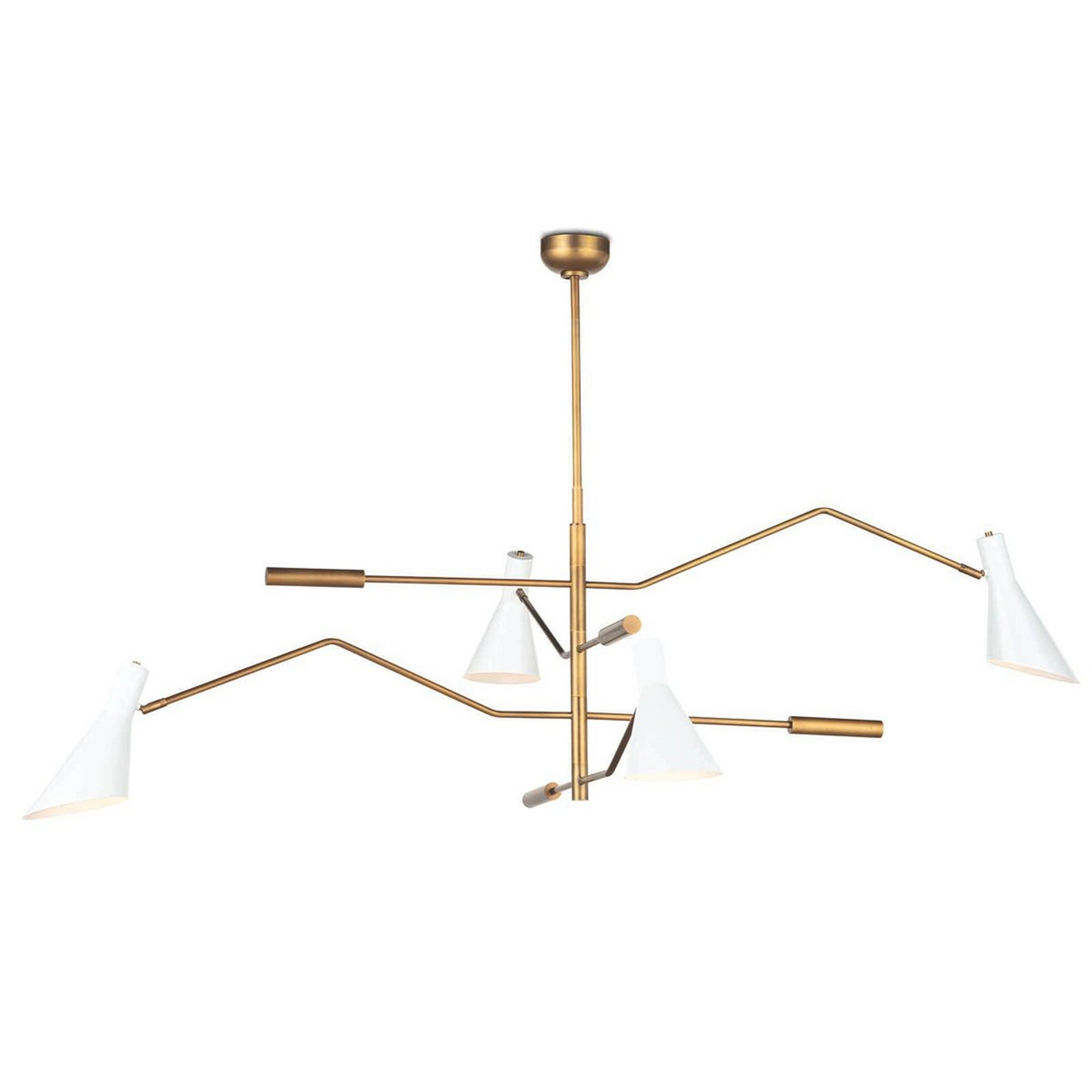 A Adjustable Arachnid Chandelier with Aged Brass / White color