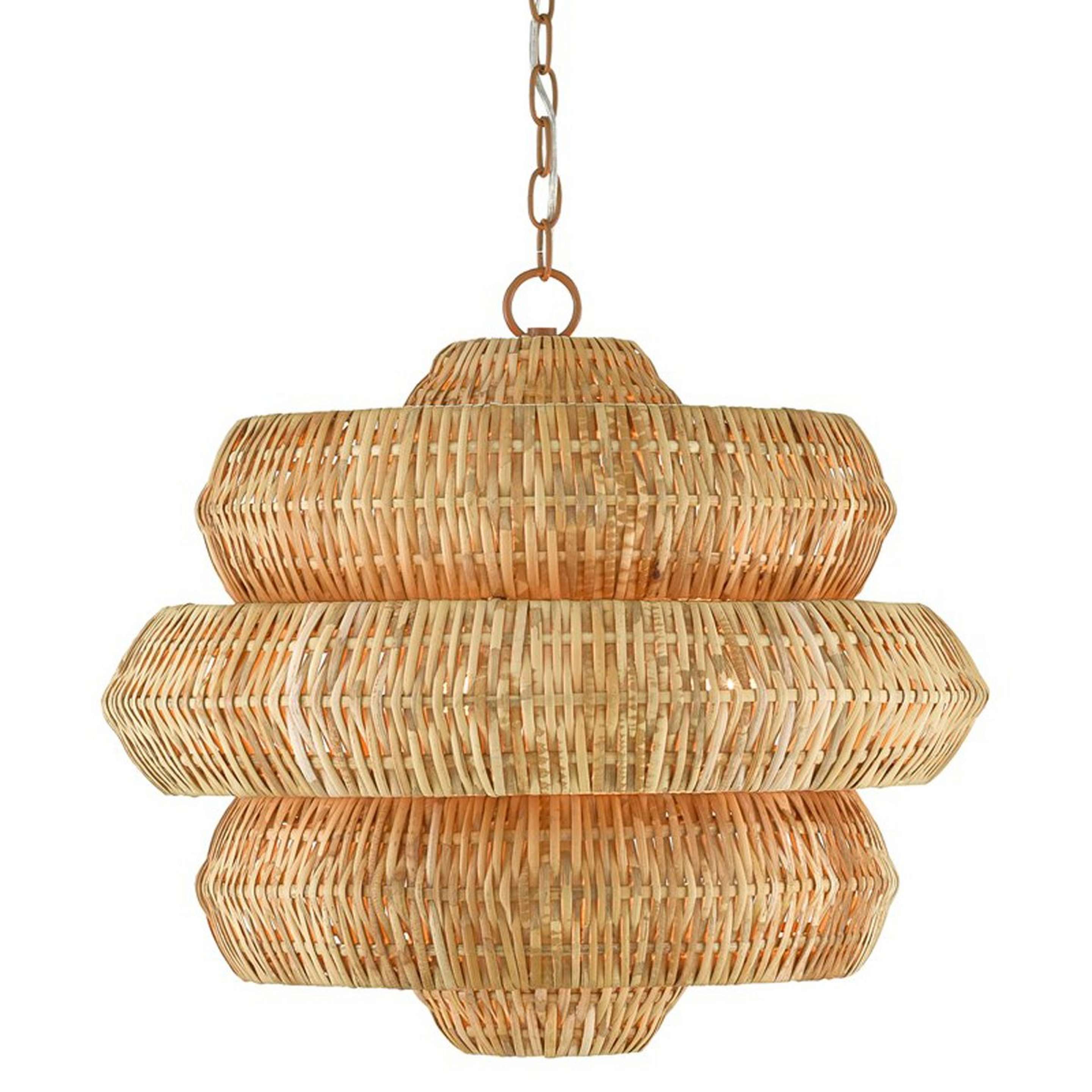 A Ridley Rattan Chandelier with Khaki / Natural Rattan color