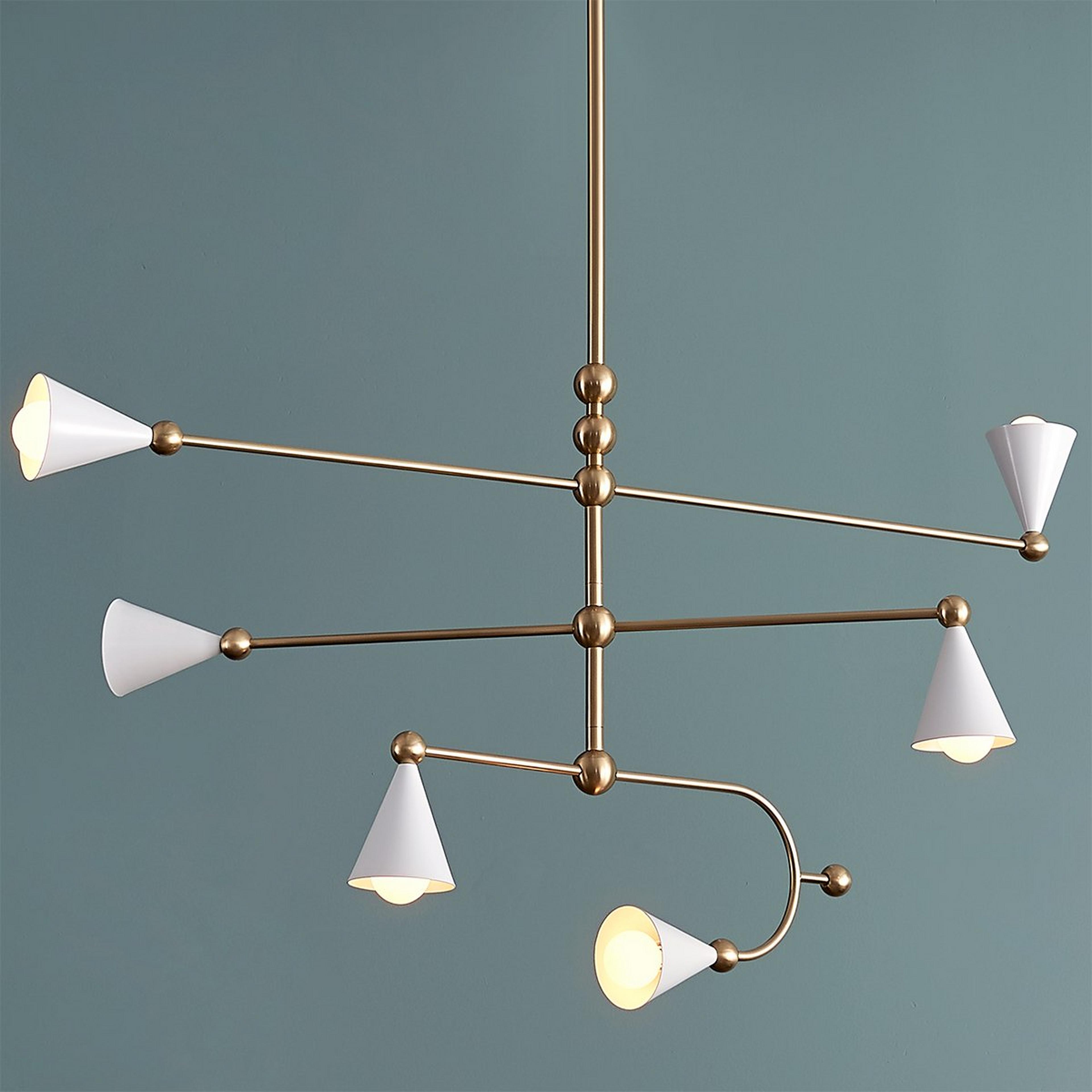 A Lucky Me Chandelier - 6 Light with Aged Brass / Soft White color