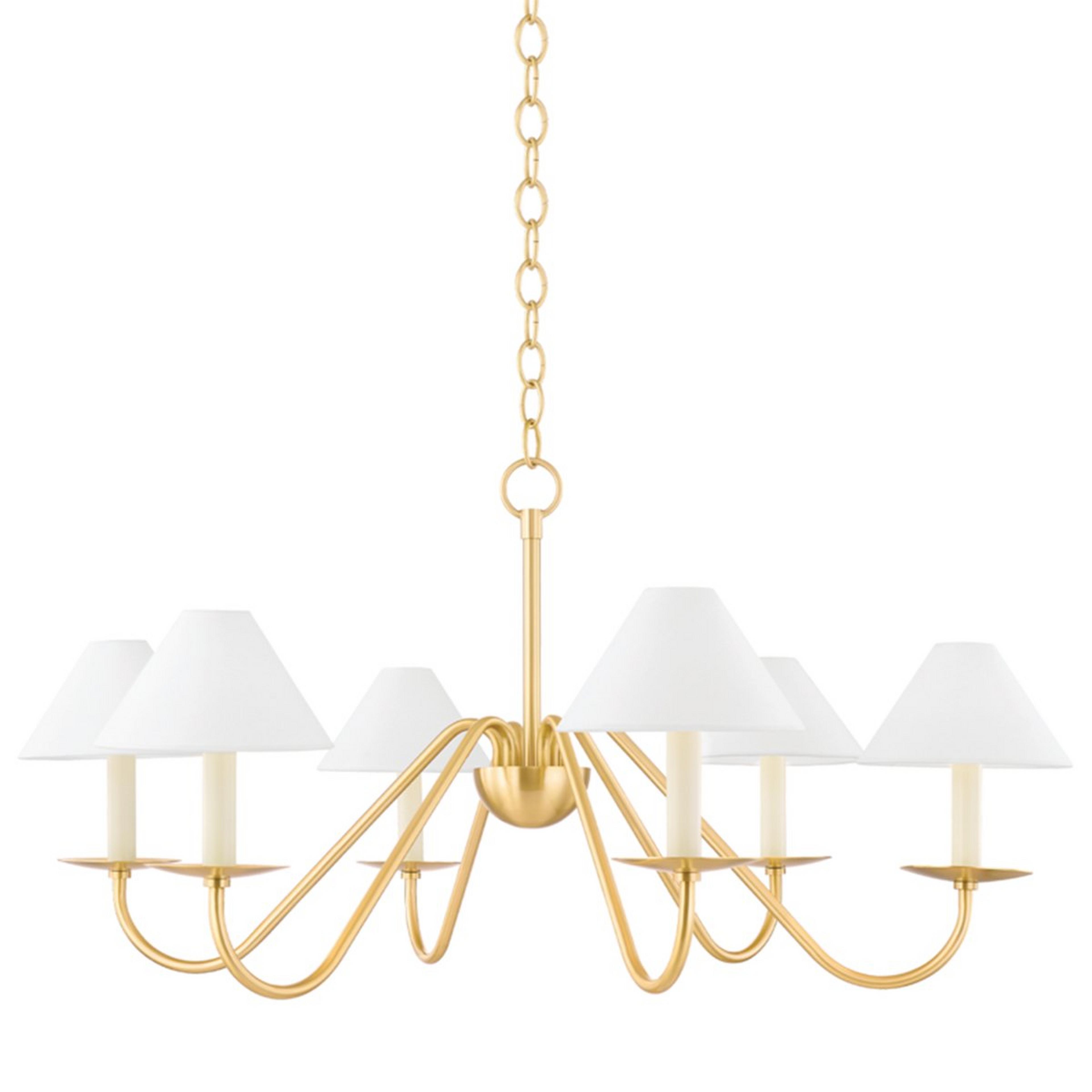 A Madison Chandelier with Aged Brass / White  color