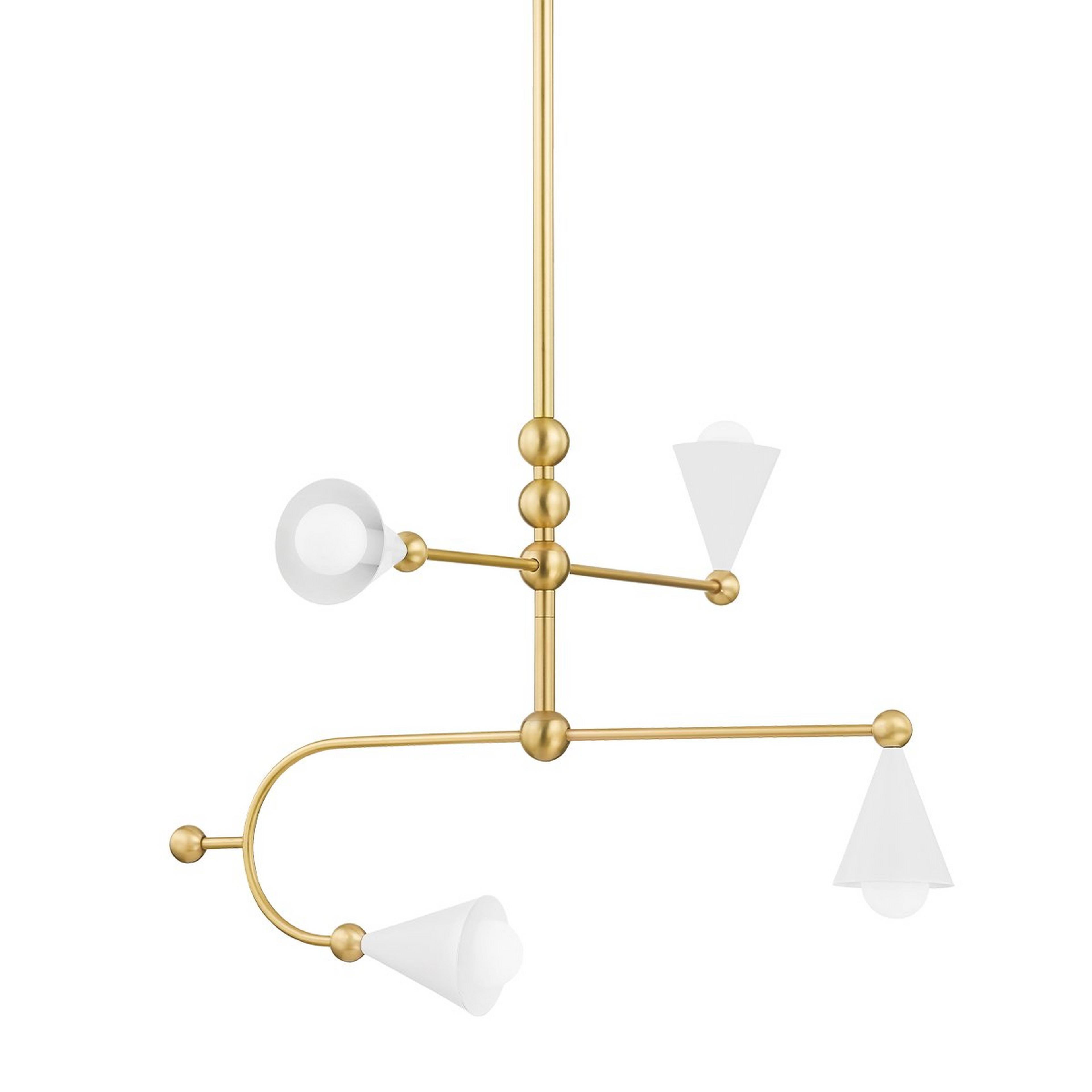 A Lucky Me Chandelier - 4 Light with Aged Brass / Soft White color