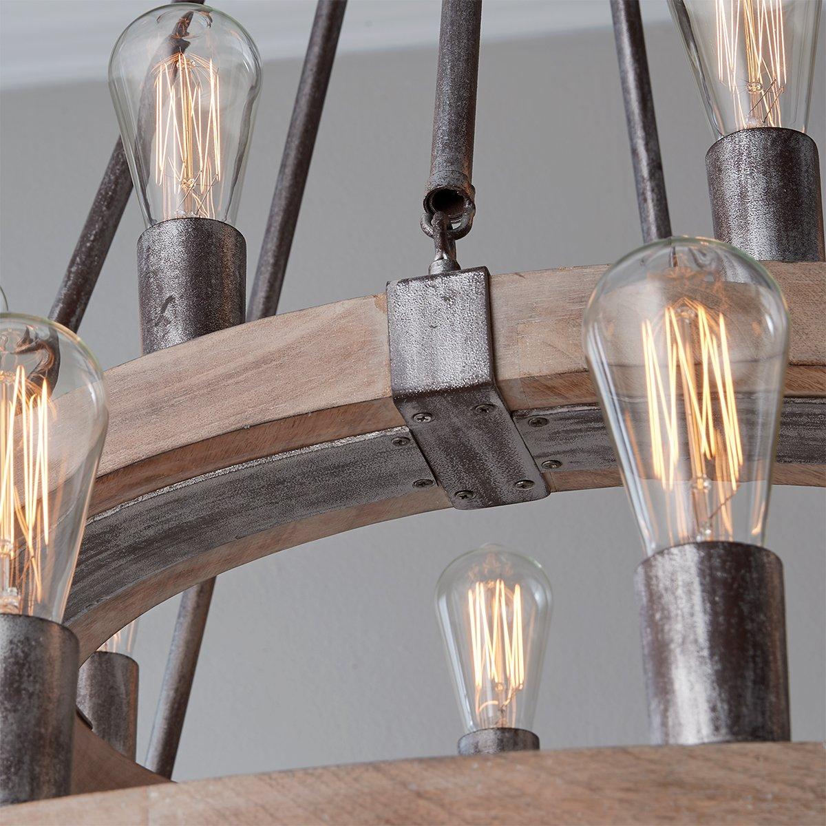 Industrial Farmhouse Ring Two-Tier Chandelier - 24 Light | Shades