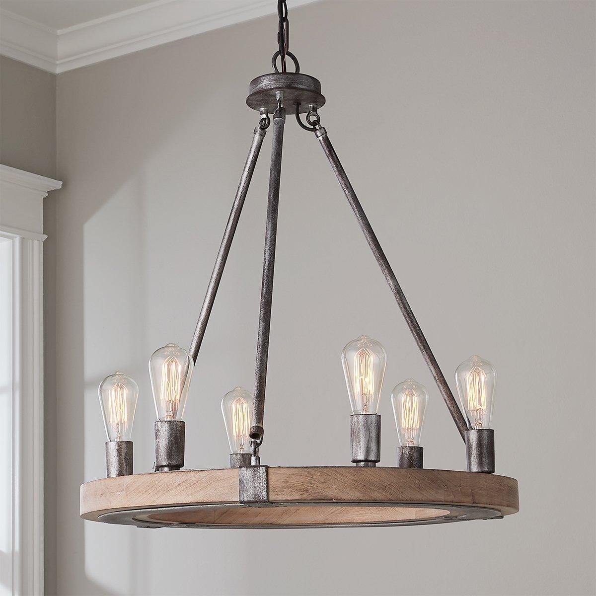 Industrial Farmhouse Ring Chandelier 6 Light Shades of Light