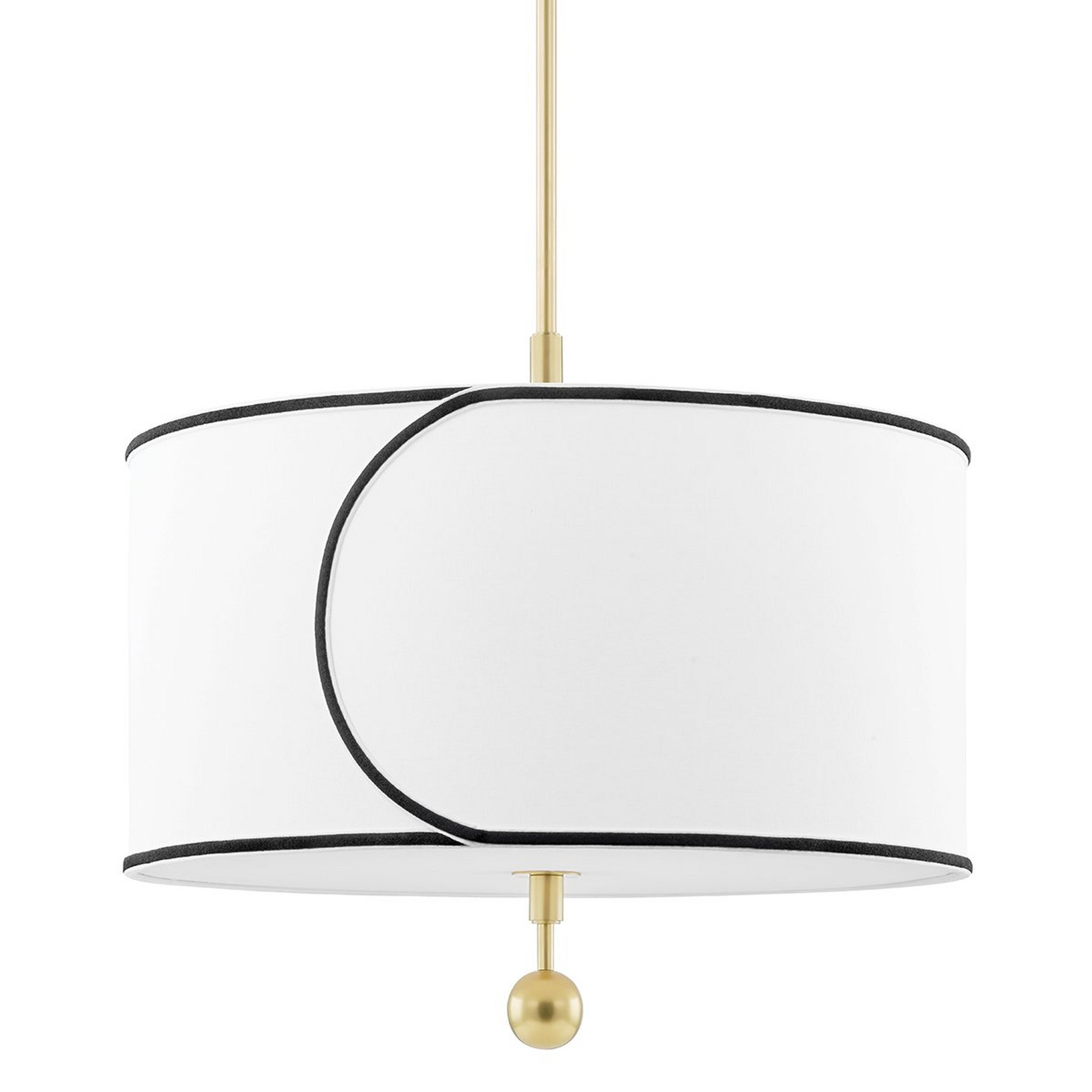 A Leighton Drum Chandelier with Aged Brass / White / Black Trim color