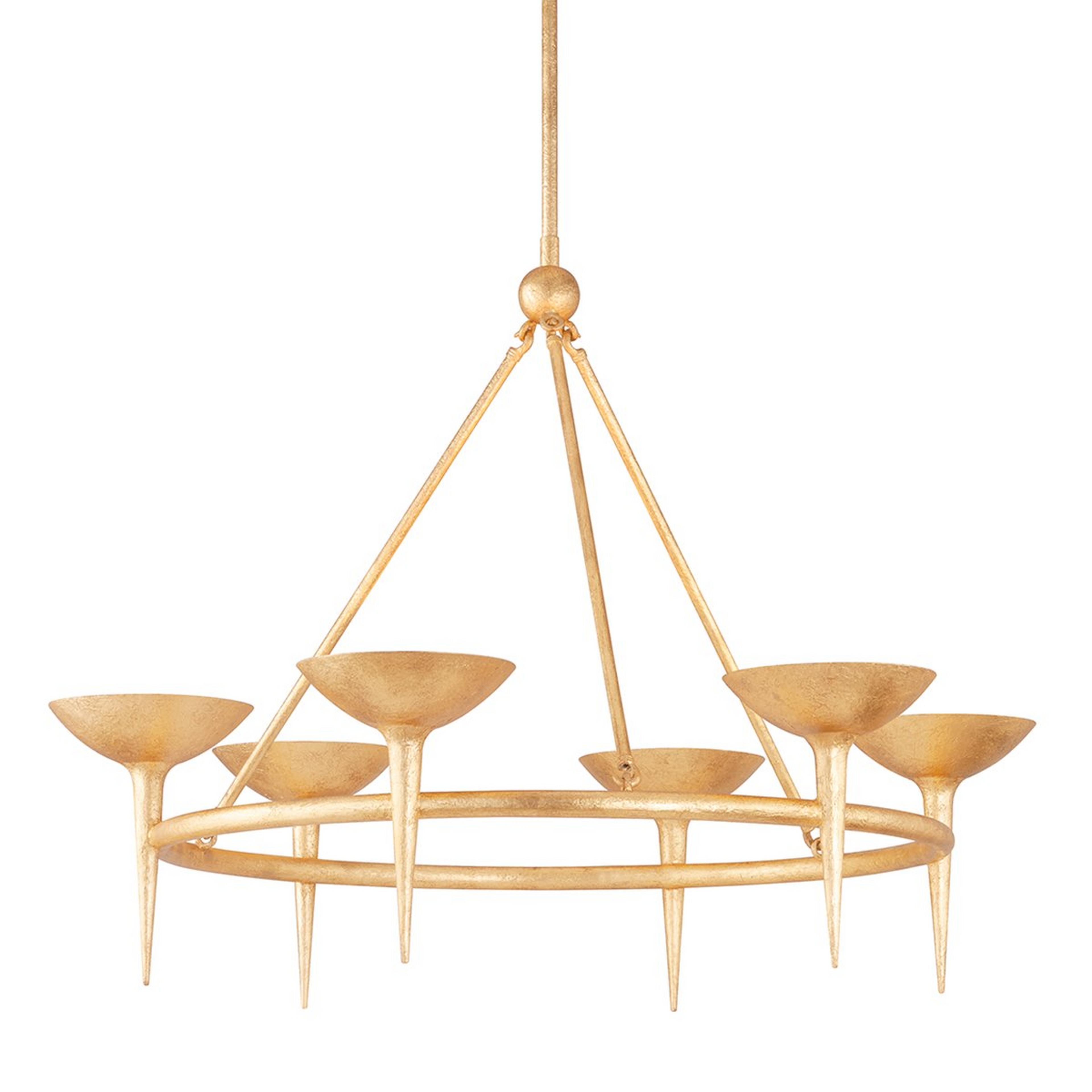 A Jaspyn Chandelier - 6 Light with Textured Gold Leaf  color