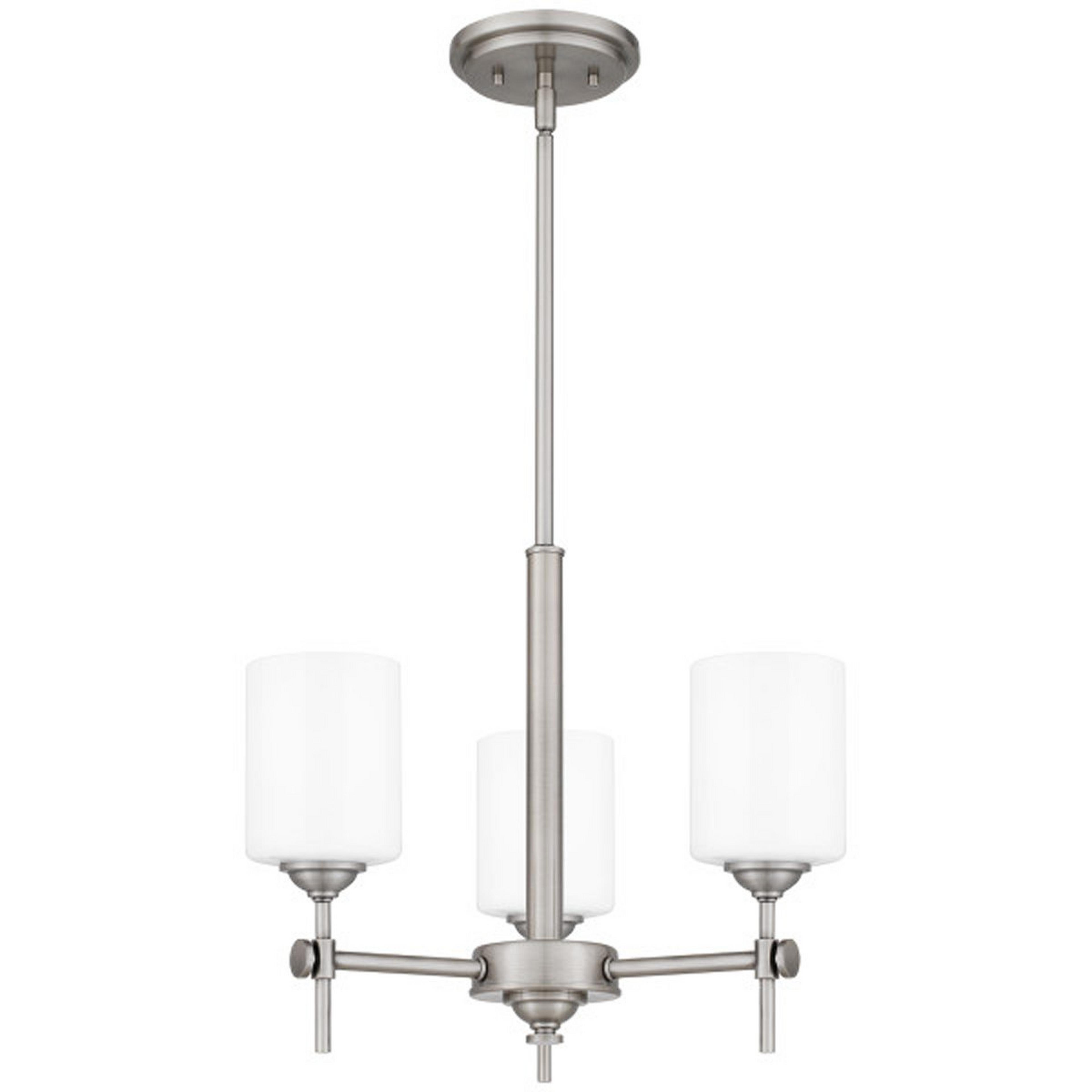 A Jerdora Opal Glass Chandelier - 3 Light with Antique Nickel / Opal Glass  color