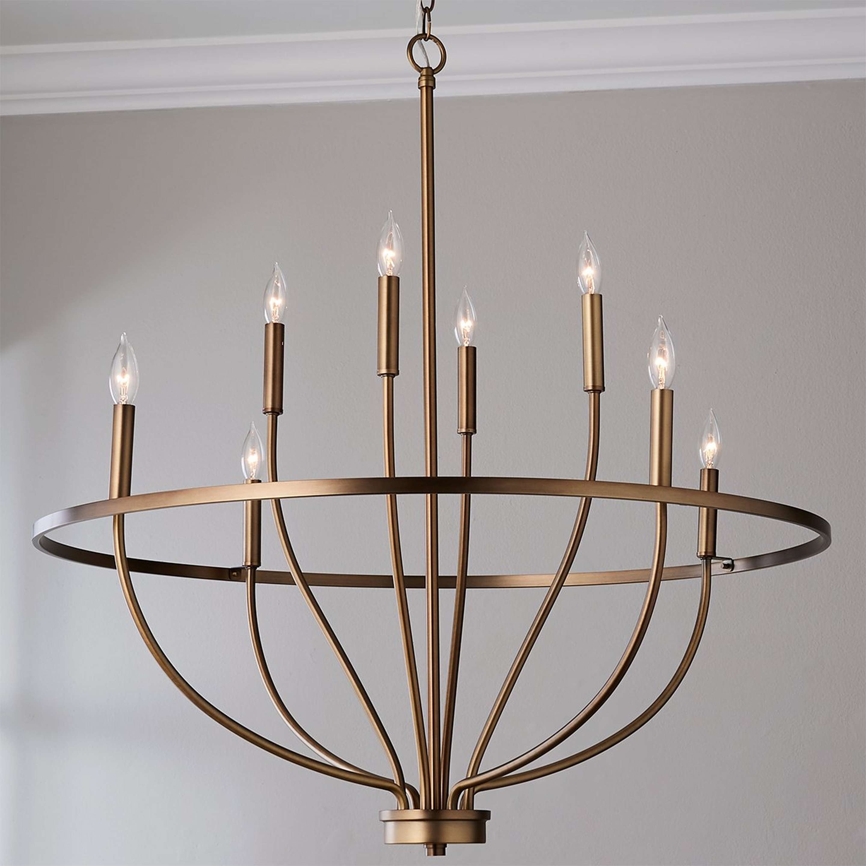 A Graceful Curve Chandelier - Medium with Aged Brass color
