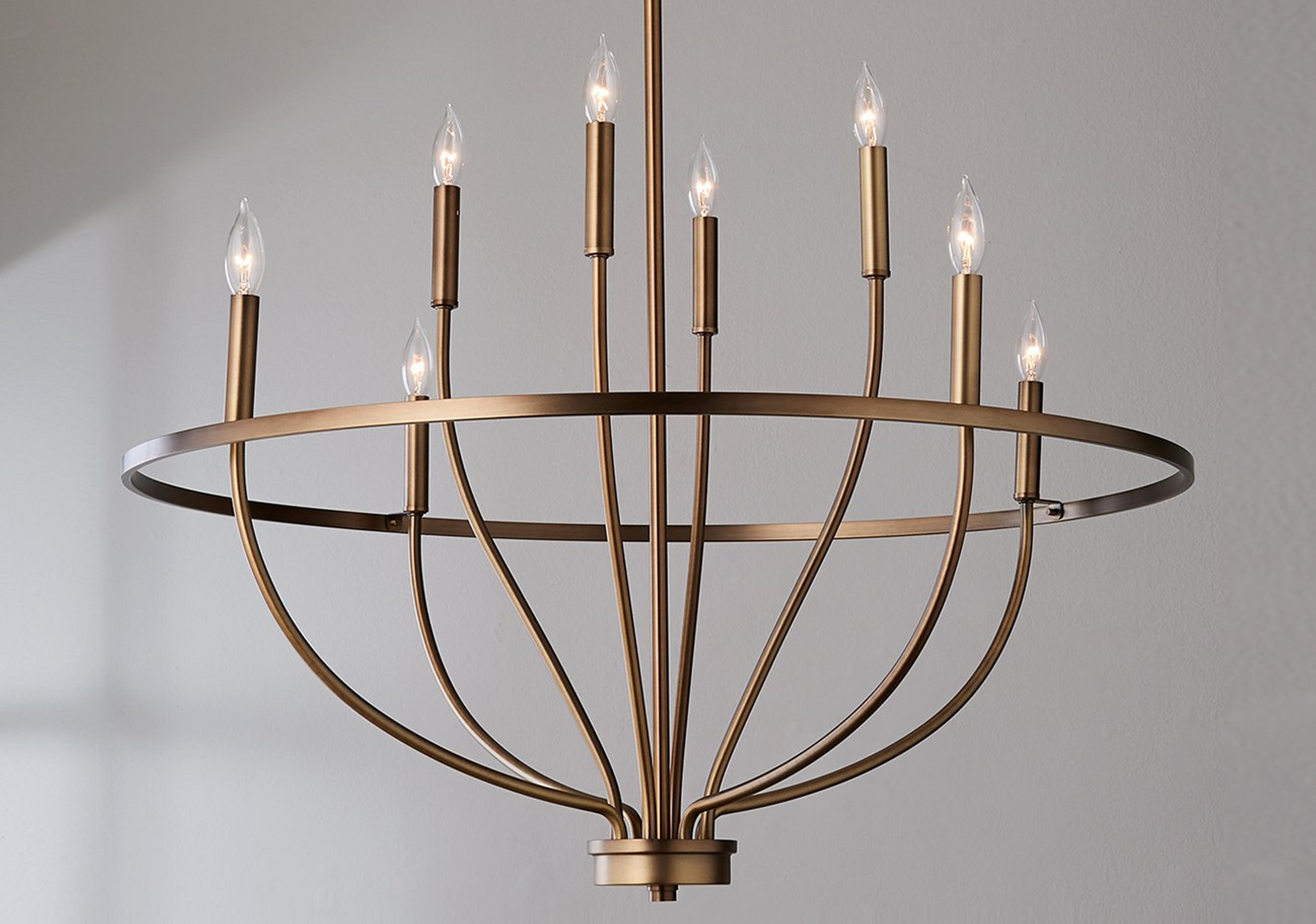 Aged Brass Small Graceful Curve Chandelier