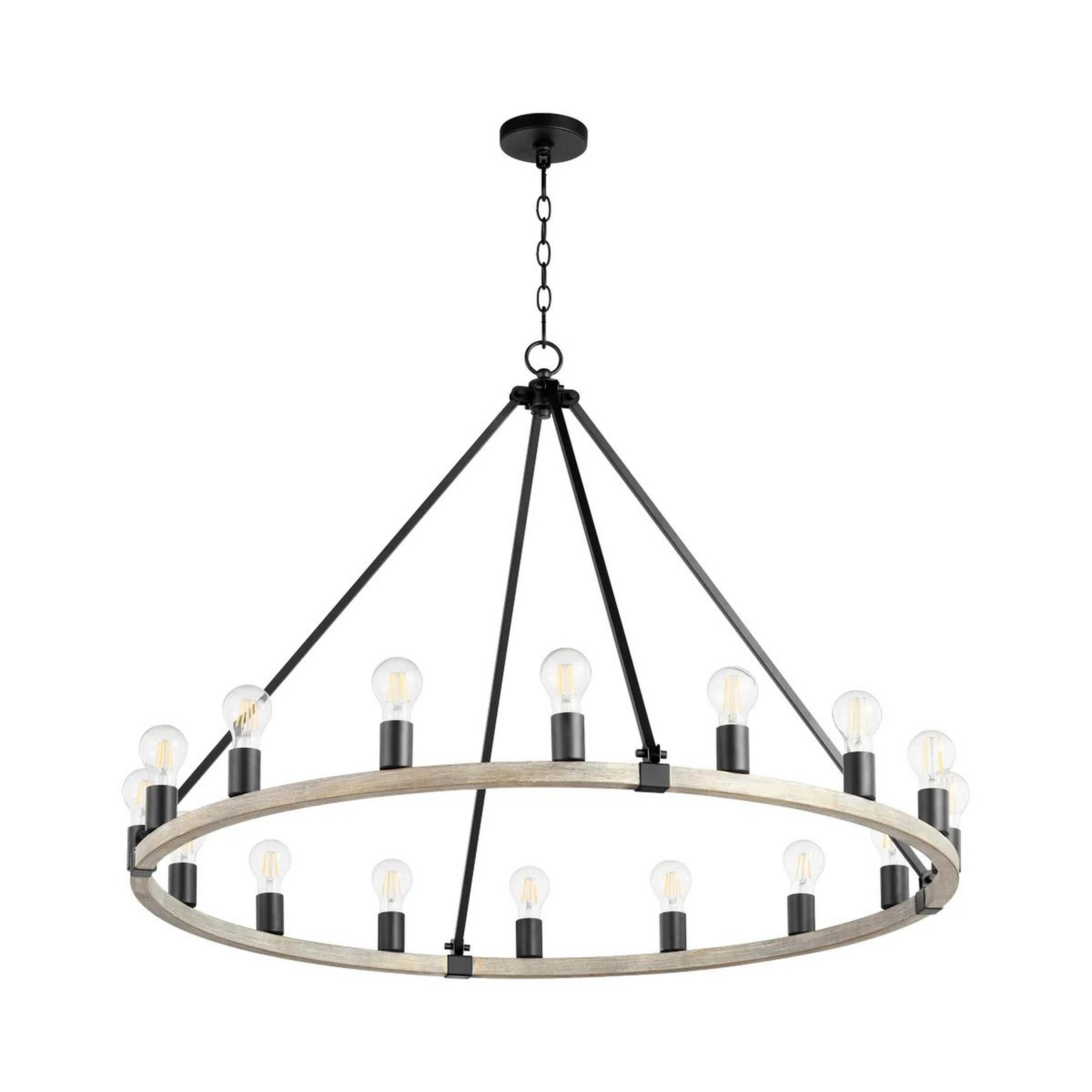 A Sandpiper Chandelier - 16 Light with Black / Faux Weathered Oak color
