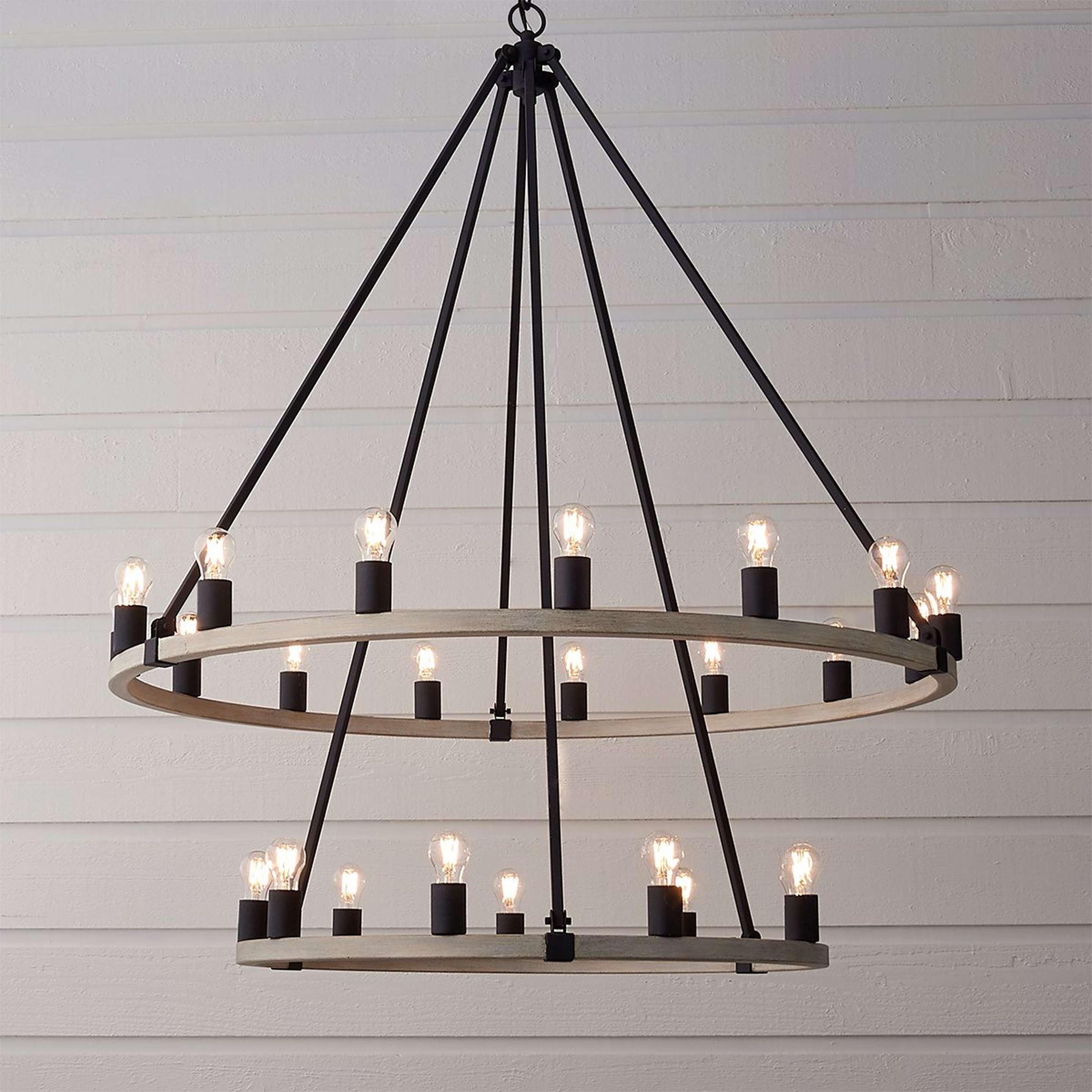 A Sandpiper Two-Tier Chandelier - 24 Light with Black / Faux Weathered Oak color