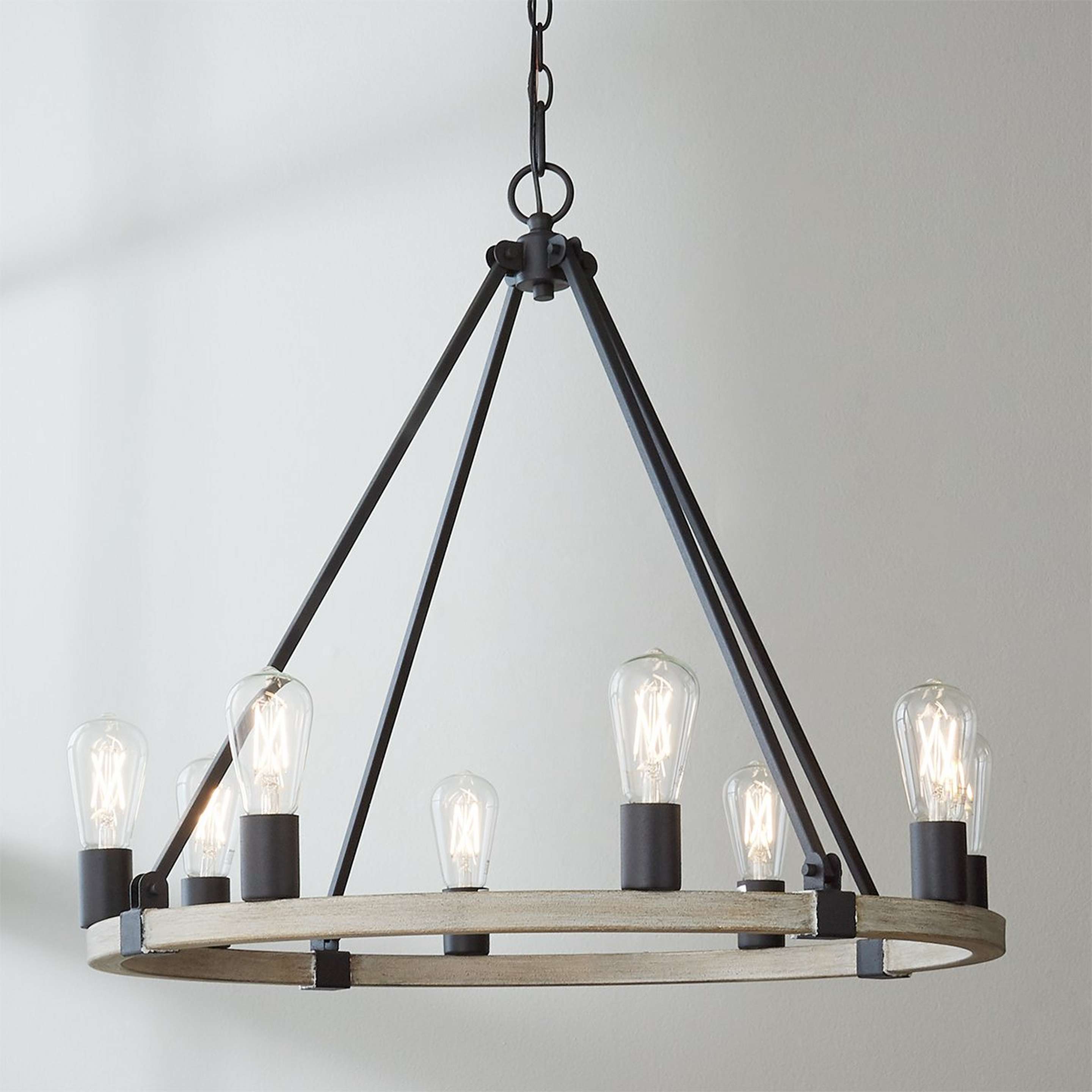 A Sandpiper Chandelier - 8 Light with Black / Faux Weathered Oak color