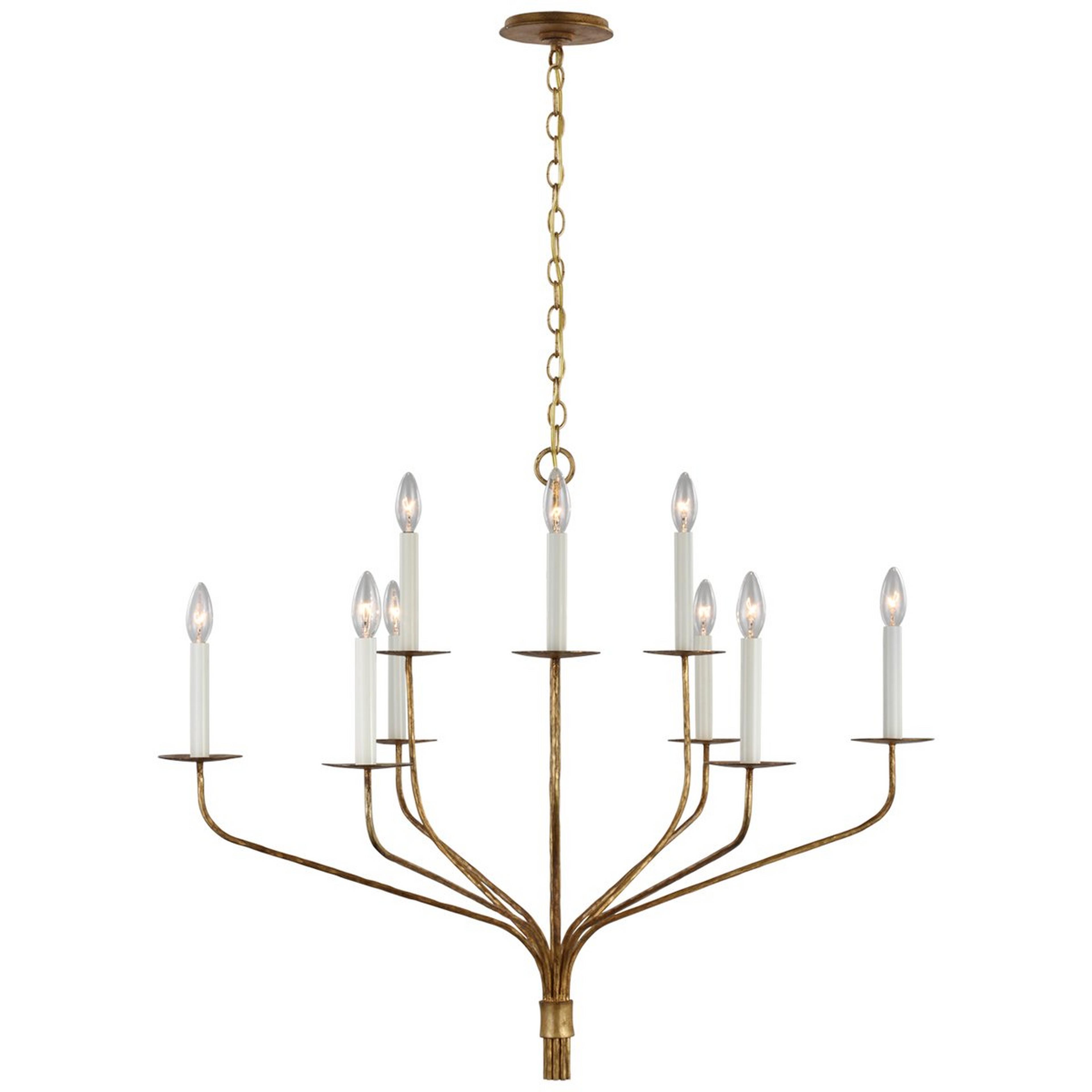 A Nixida Two-Tier Chandelier with Hammered Gilded Iron color