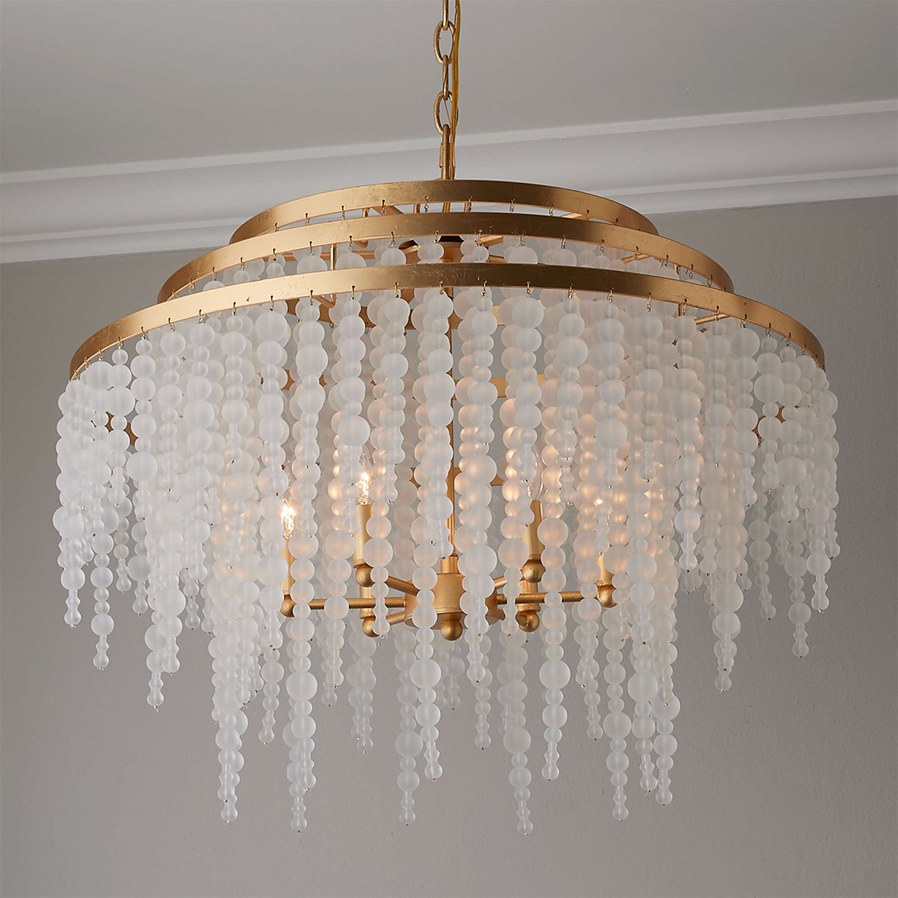 A Spherule Chic Chandelier - Glam with Gold / Frosted Beads color