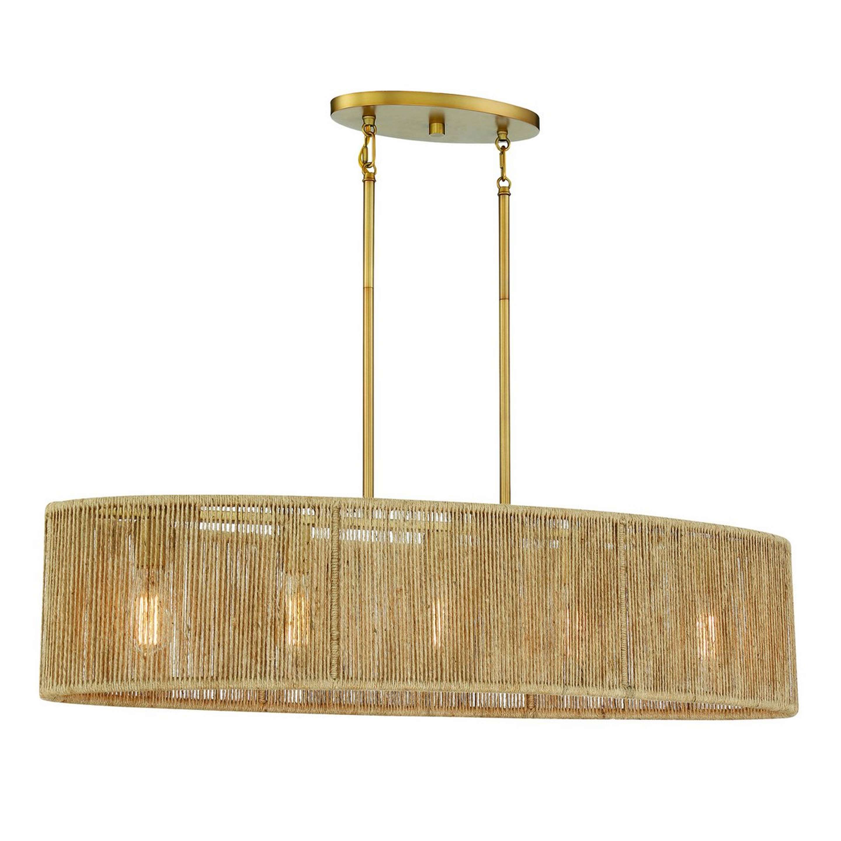 A Roshella Rope Island Chandelier with Warm Brass / Rope color