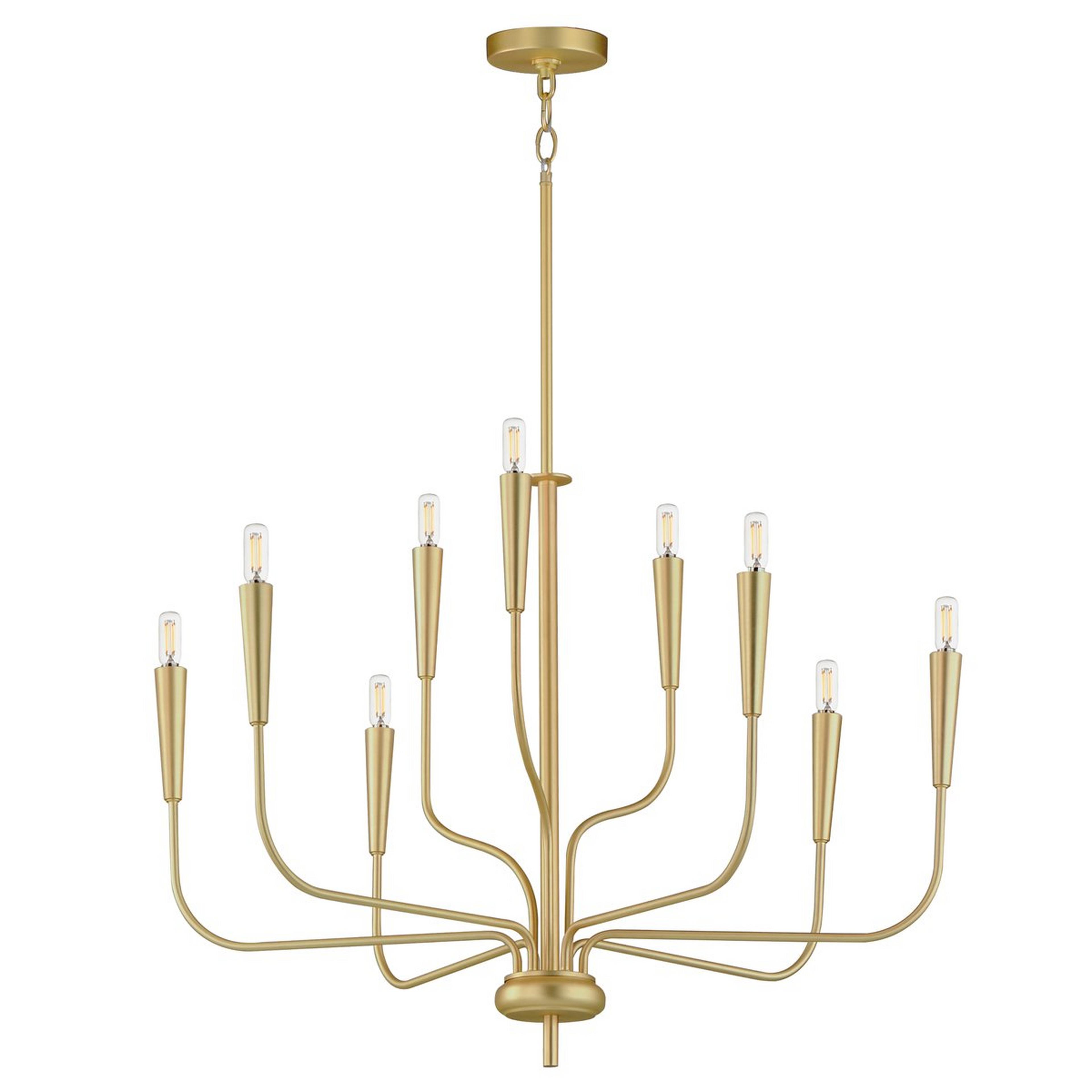 A Transitional Trixi Chandelier - 9 Light with Satin Brass color
