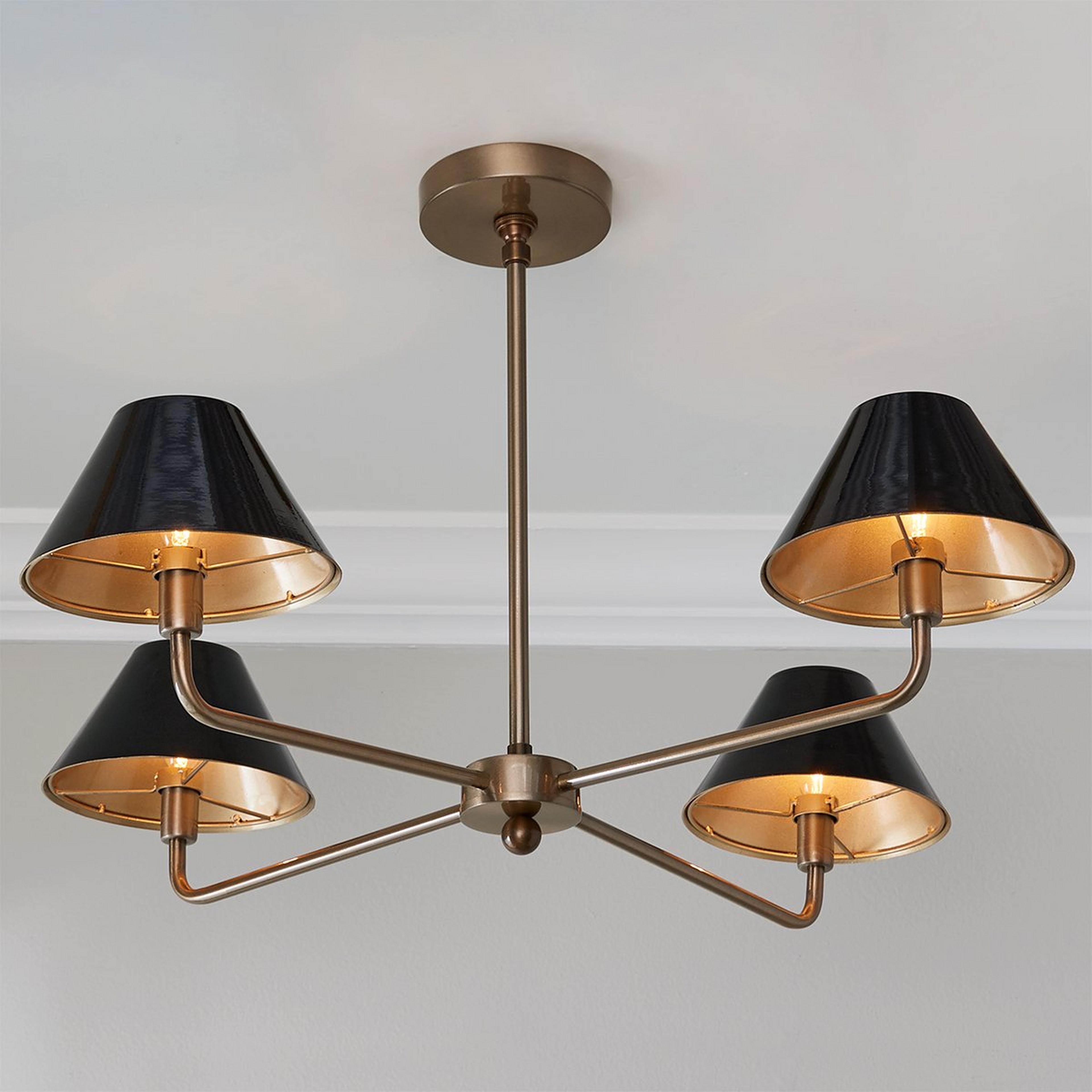 A Chris Loves Julia Edie Chandelier - 4 Light with Brass / Gloss Black color