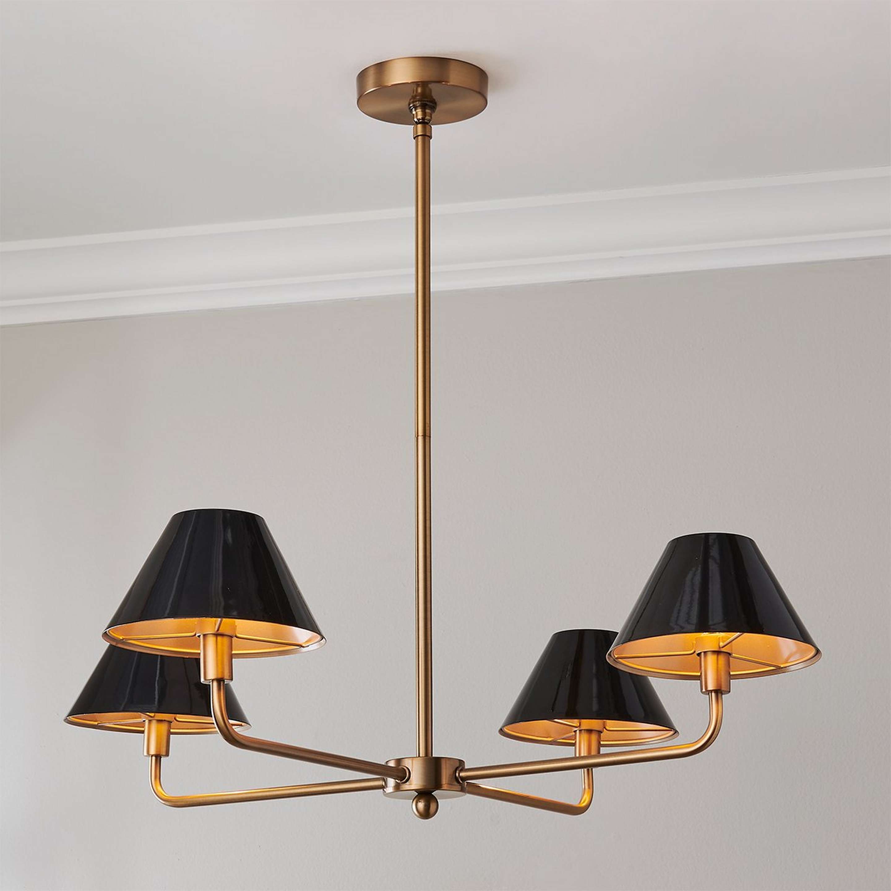 A Chris Loves Julia Edie Chandelier - 4 Light with Brass / Gloss Black color
