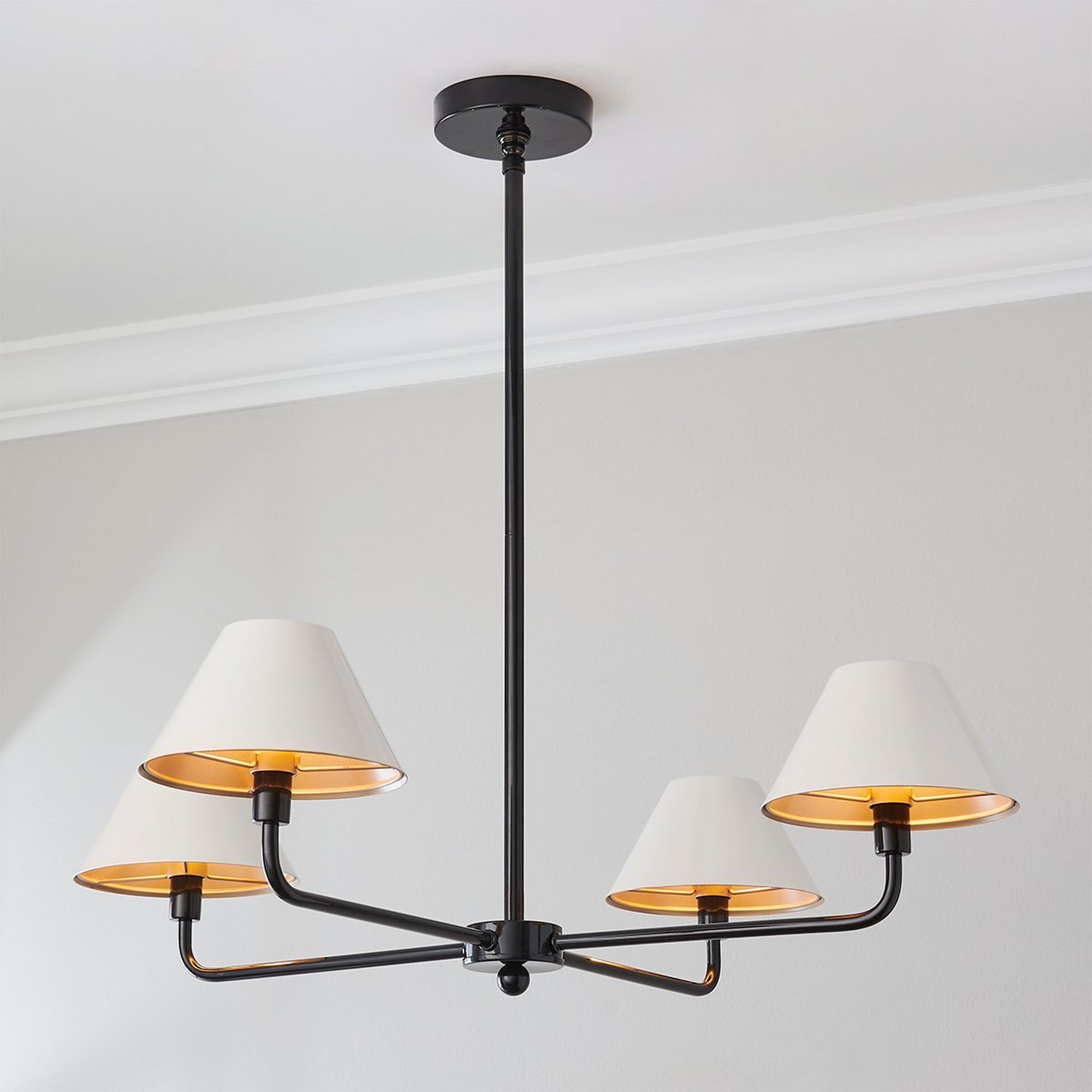 A Chris Loves Julia Edie Chandelier - 4 Light with Black / Gloss Bone White color