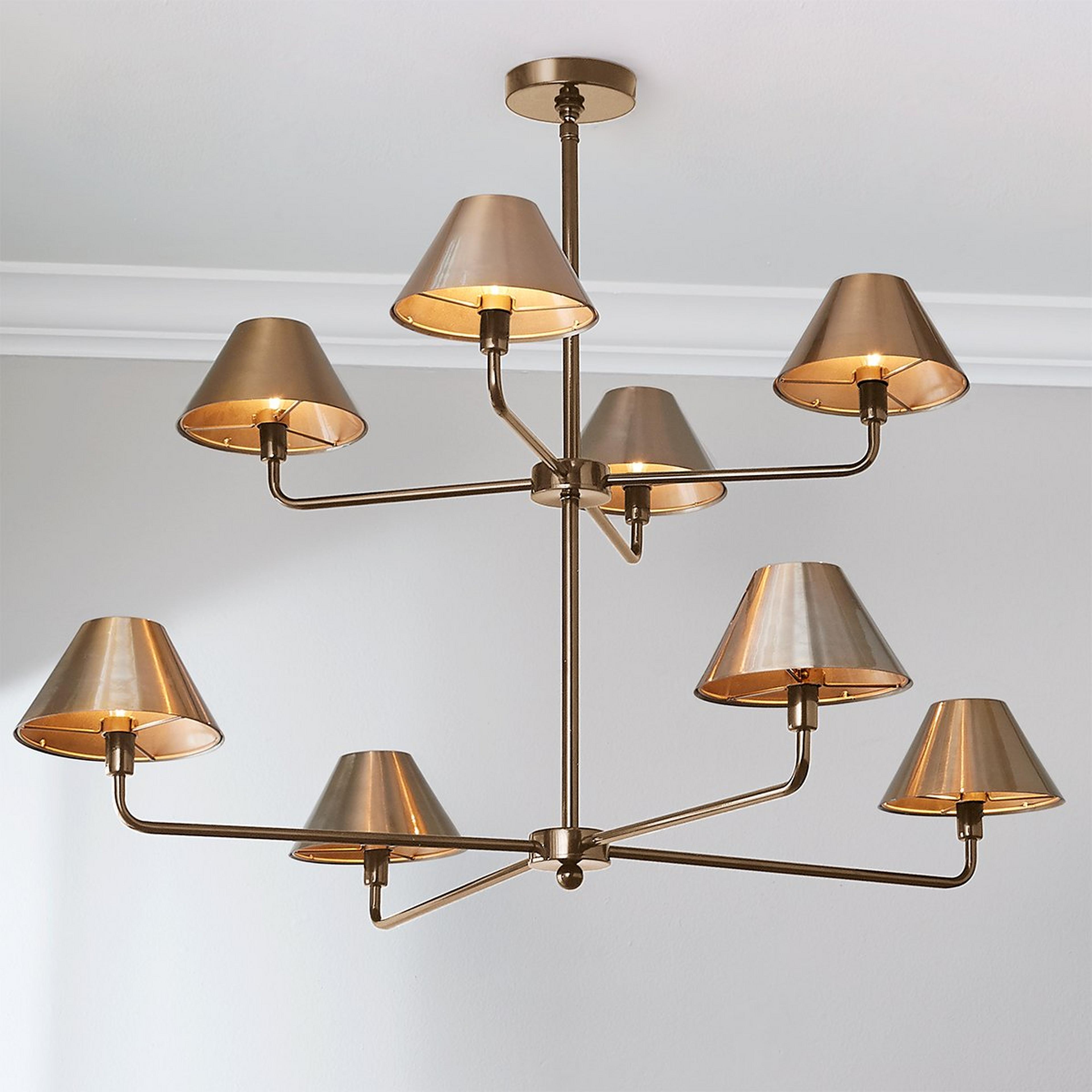 A Chris Loves Julia Edie Two-Tier Chandelier - 8 Light with Brass / Brass color