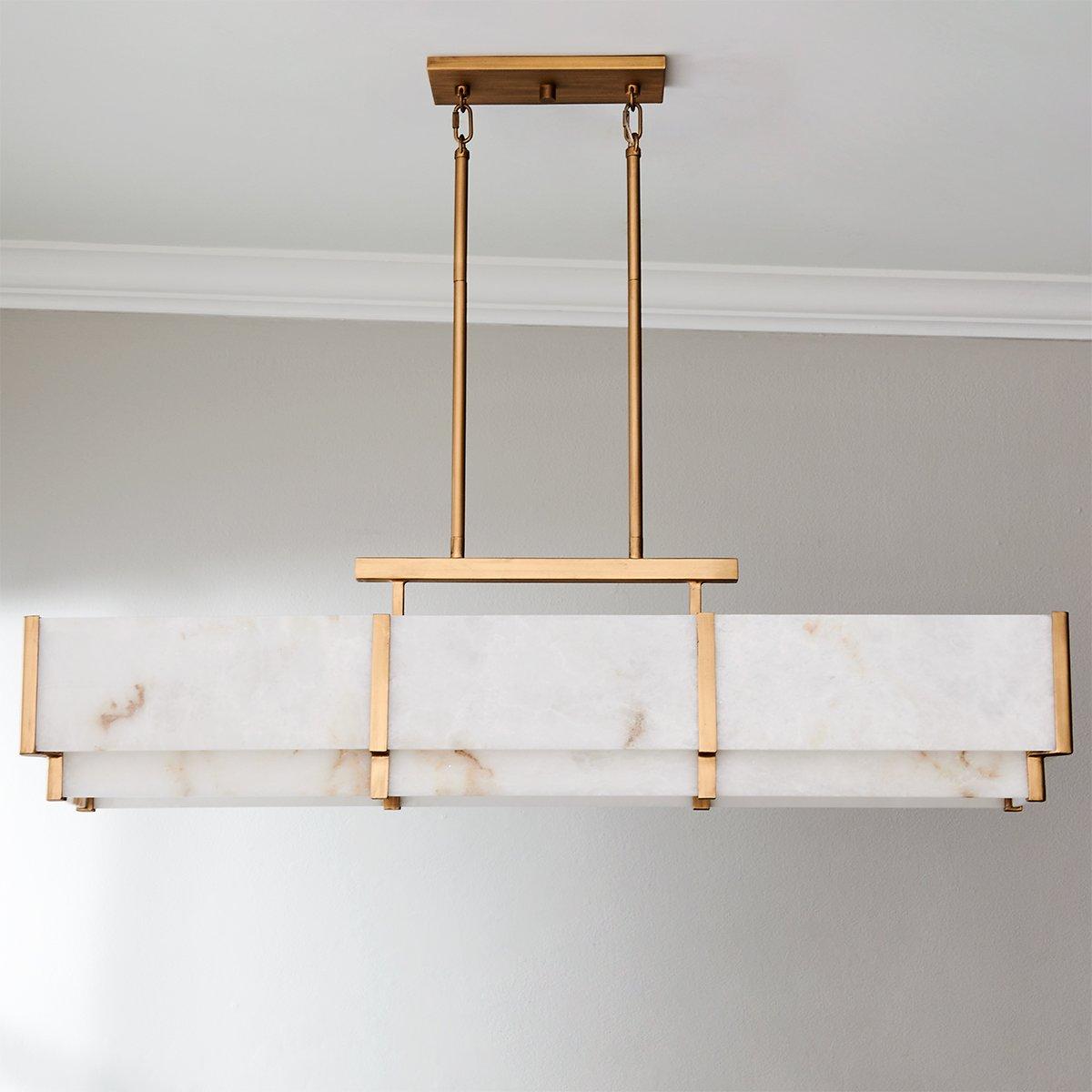 Ruben Island Chandelier - Elegant Alabaster Lighting