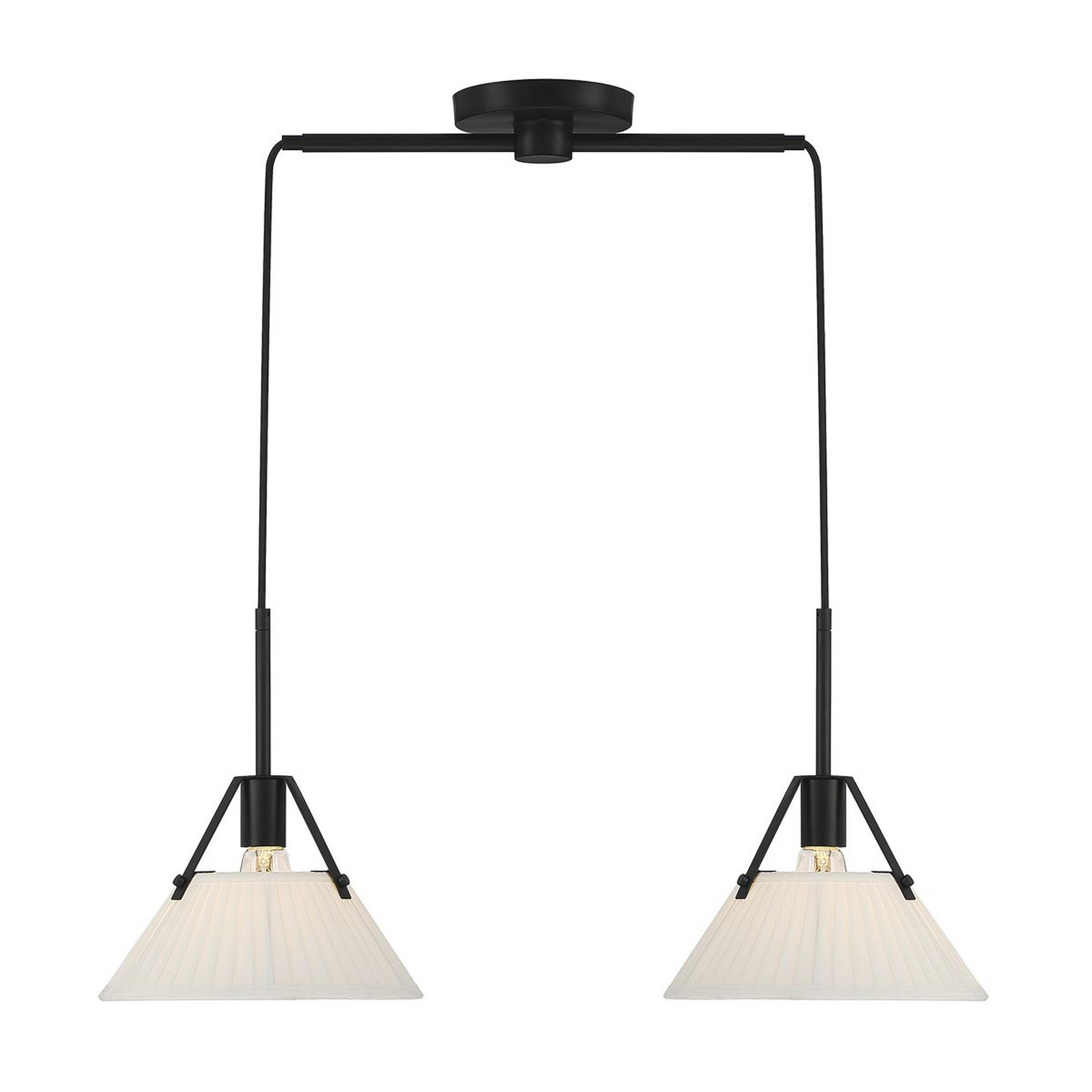 A Gus Chandelier - Pleated Shades with Matte Black color
