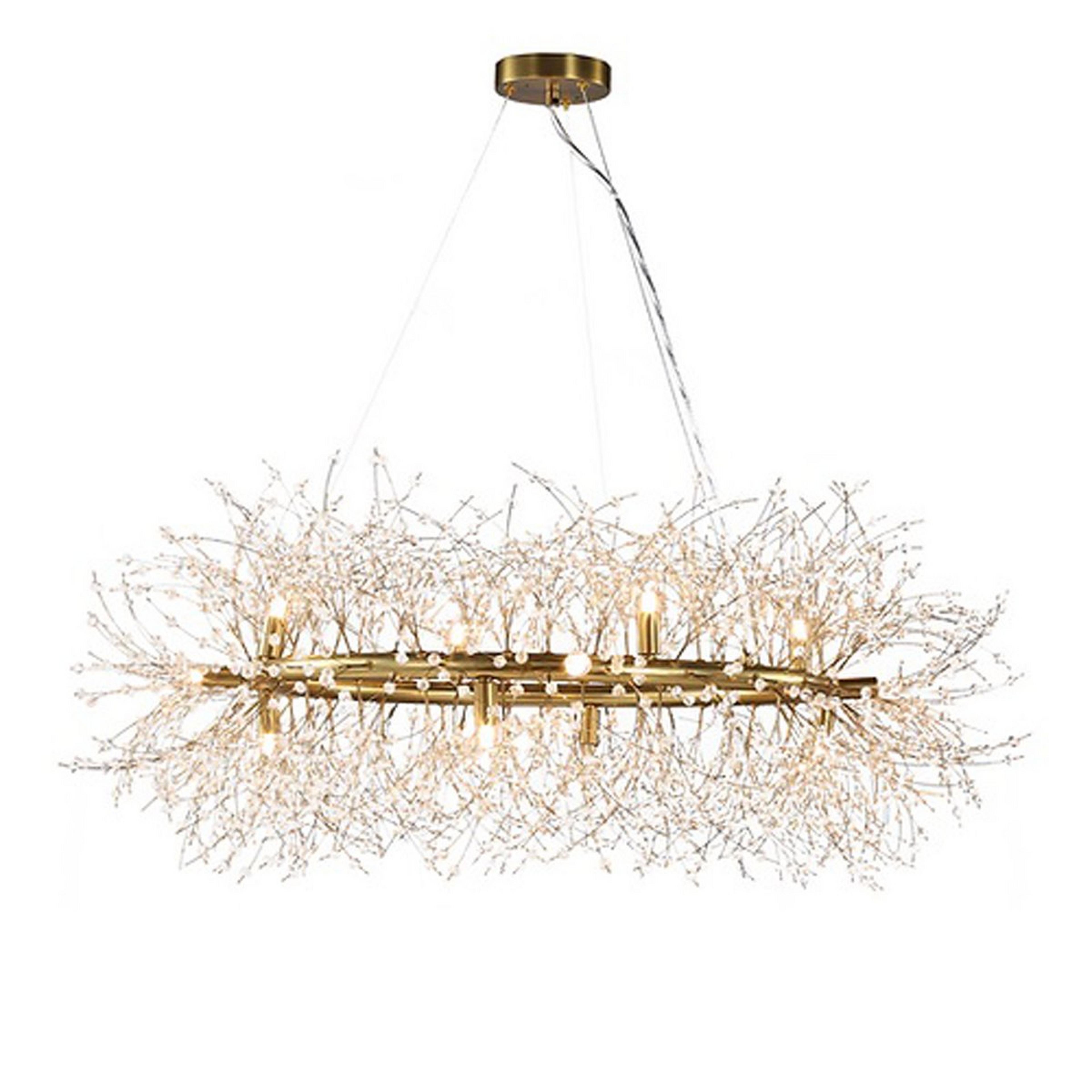 A Namid Chandelier with Brass / Clear Crystals color