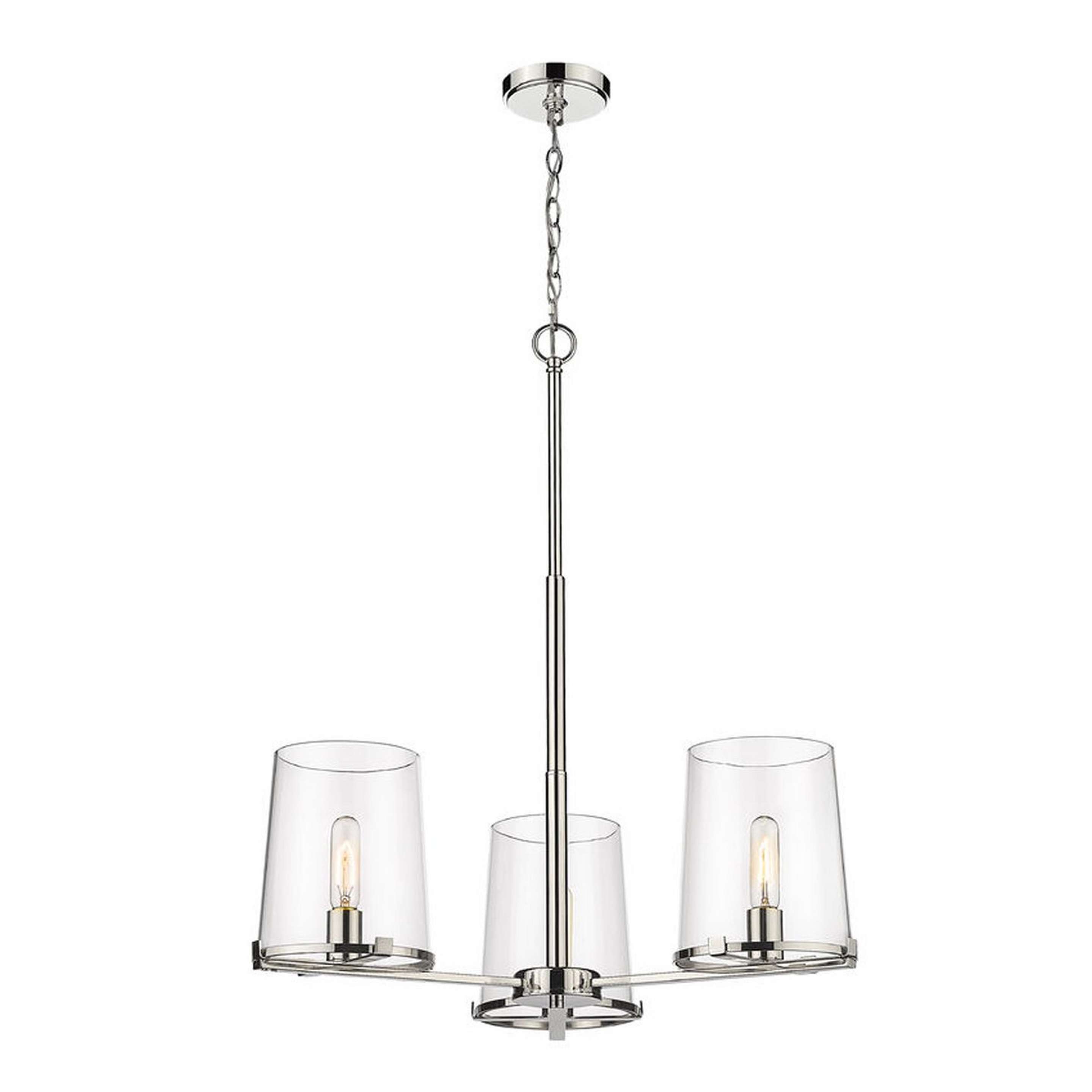 A Santhos Chandelier - 3 Light with Polished Nickel / Clear Glass color