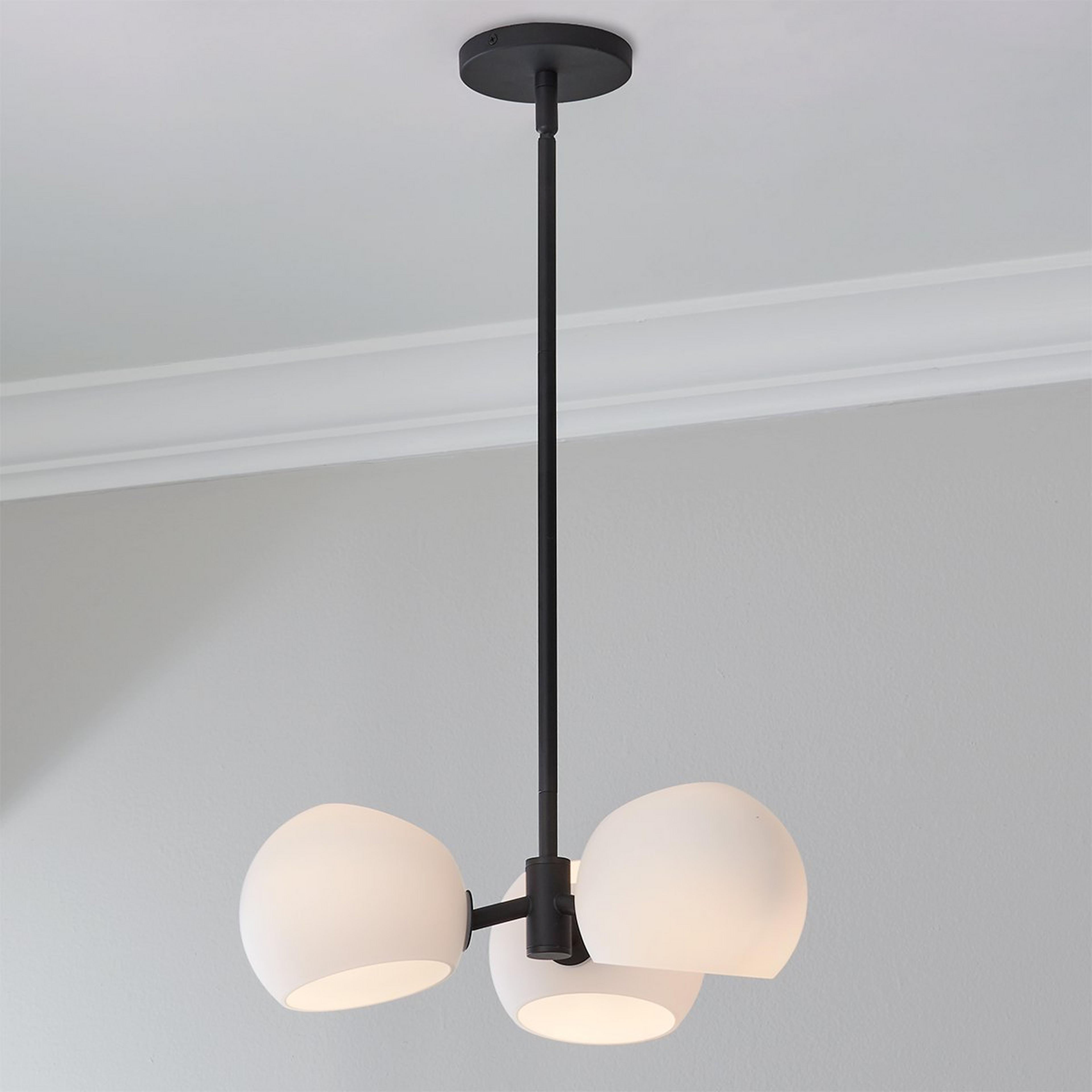 A Xaviero Transitional Glass Chandelier - 3 Light - Opal with Matte Black / Opal Glass color