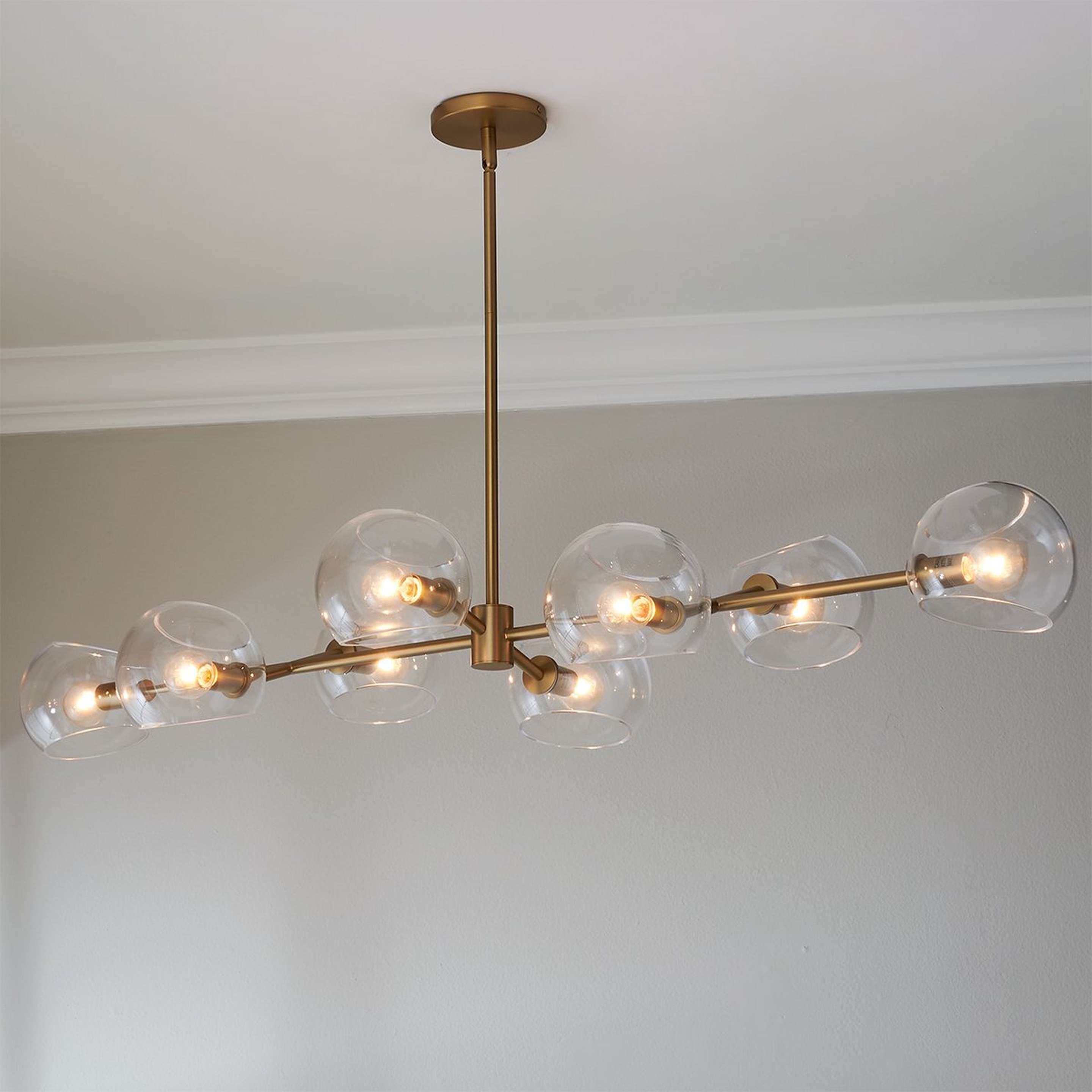 A Xaviero Glass Island Chandelier - Clear with Brushed Gold / Clear Glass color