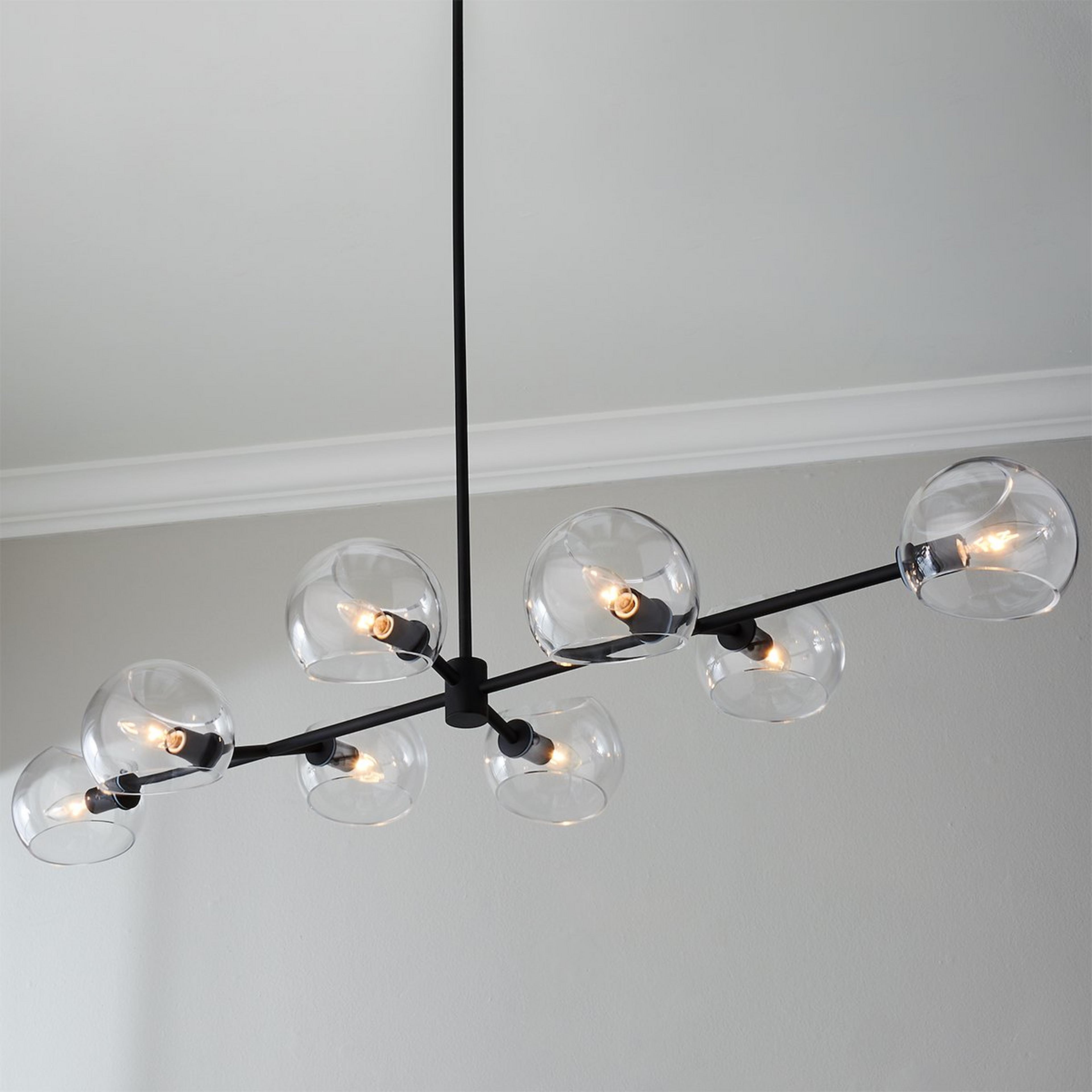 A Xaviero Glass Island Chandelier - Clear with Matte Black / Clear Glass color