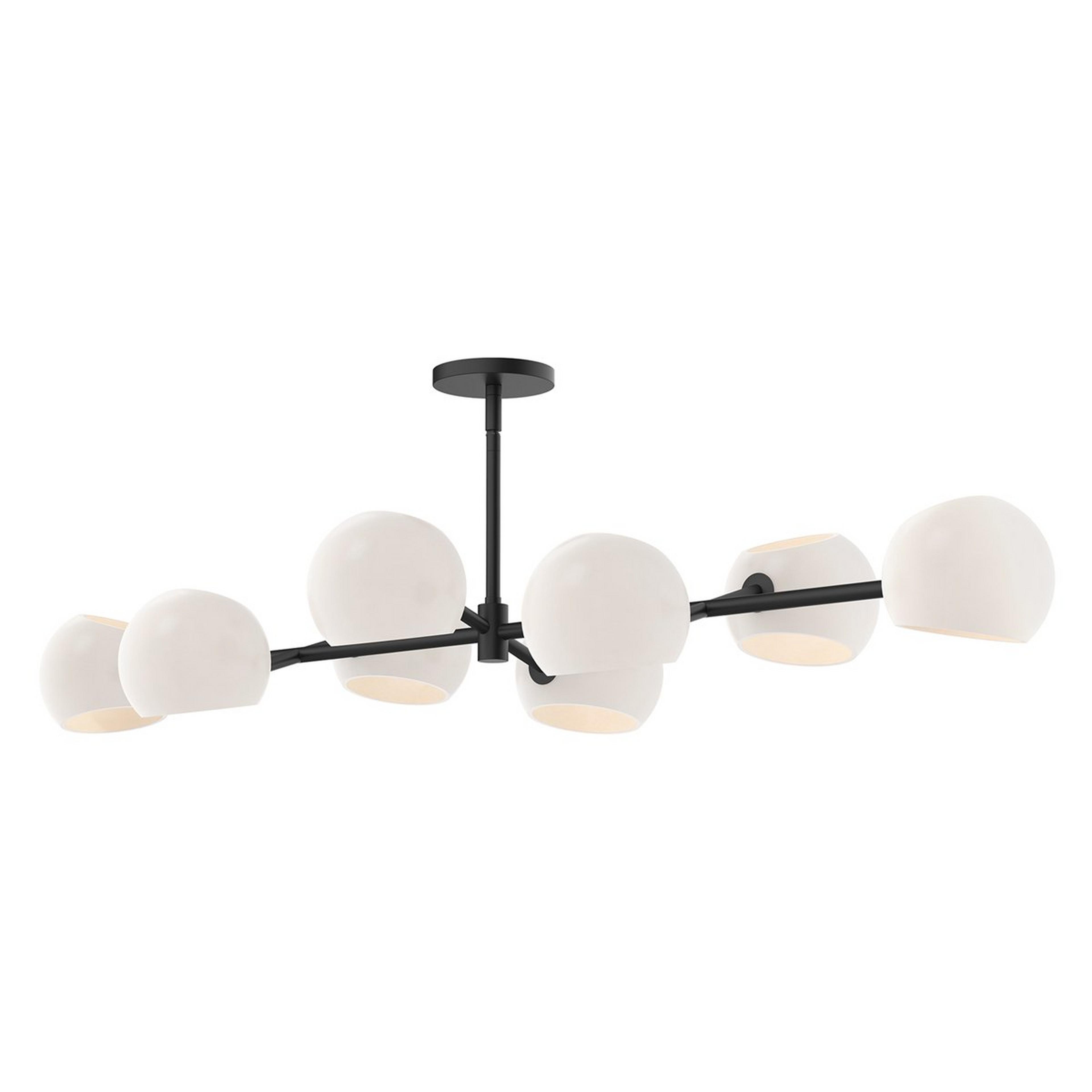 A Xaviero Glass Island Chandelier - Opal with Matte Black / Opal Glass color