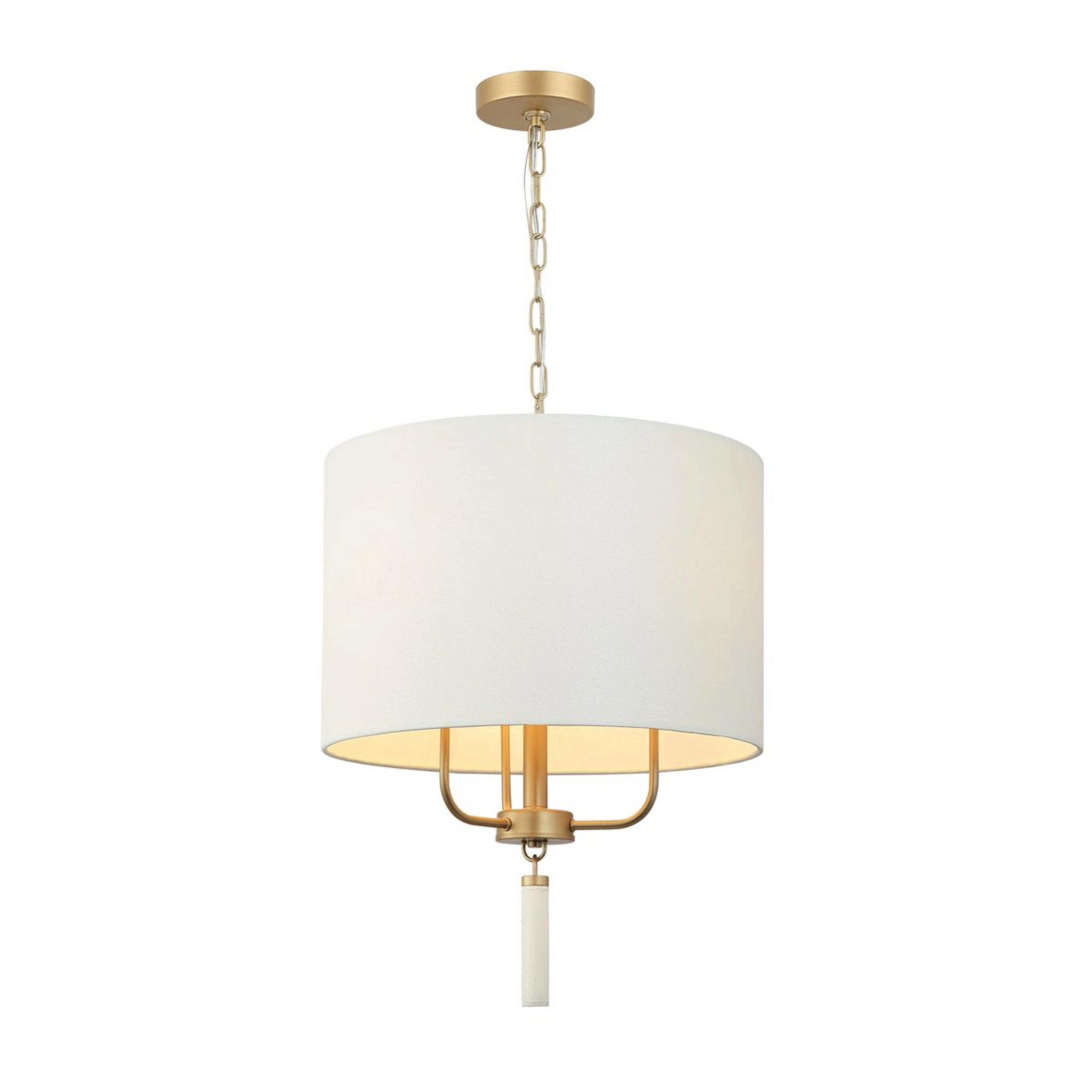 A Morovis Chandelier - 3 Light with Gold / White Leather  color