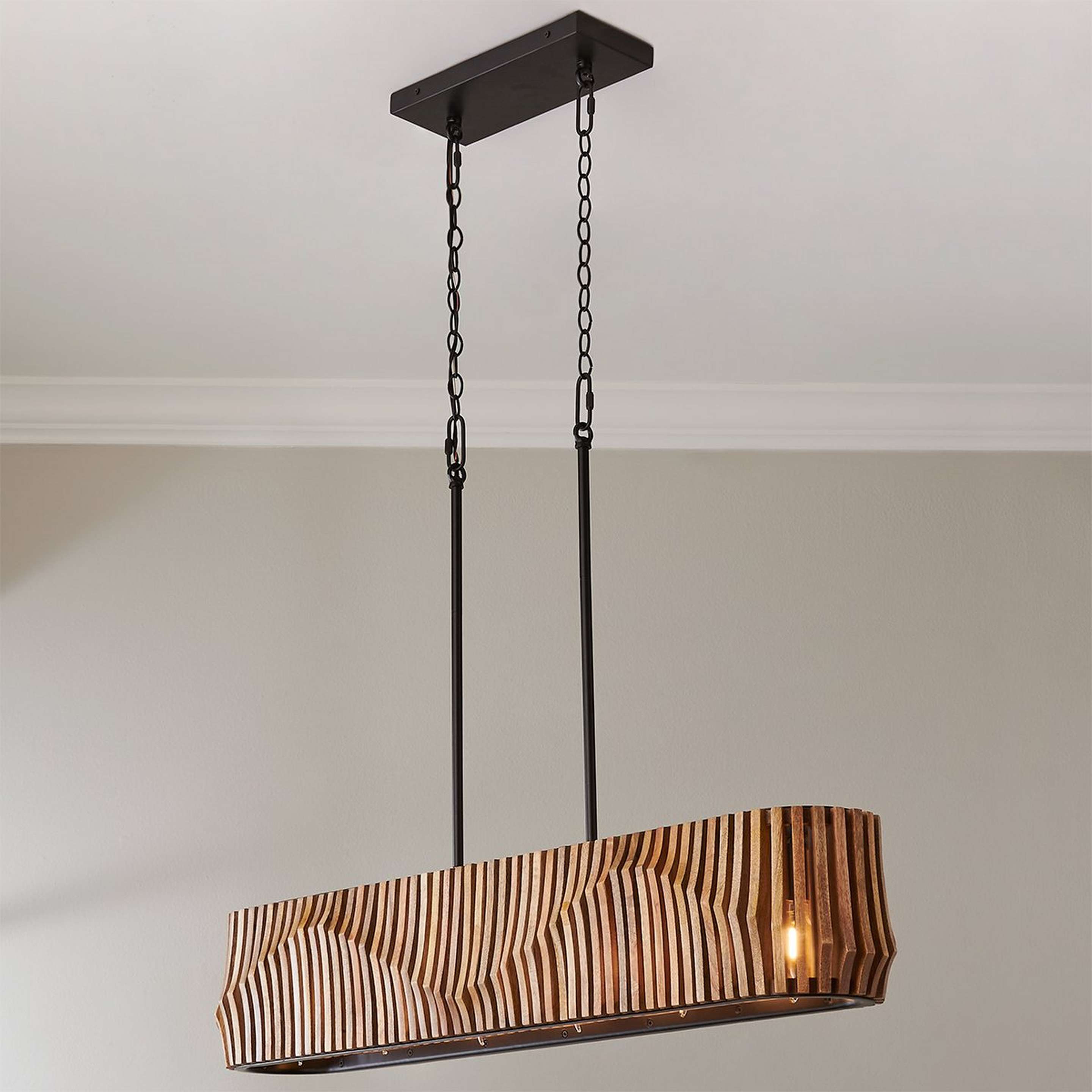 A Maela Island Chandelier with Matte Black / Mango Wood color
