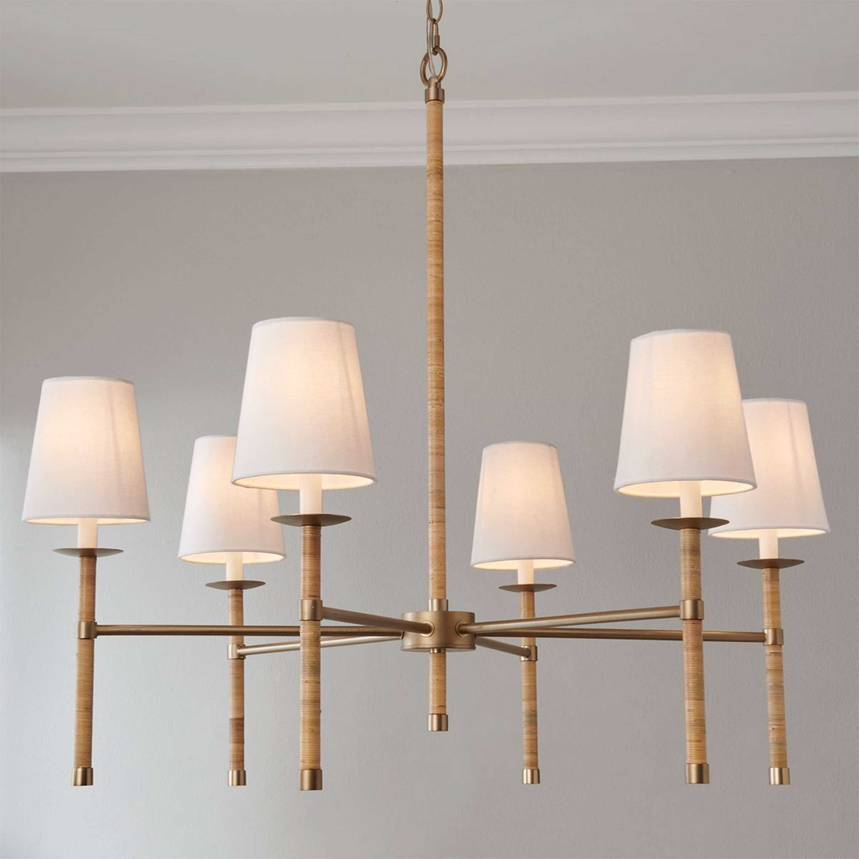 A Jarany Chandelier with Matte Brass / Rattan color