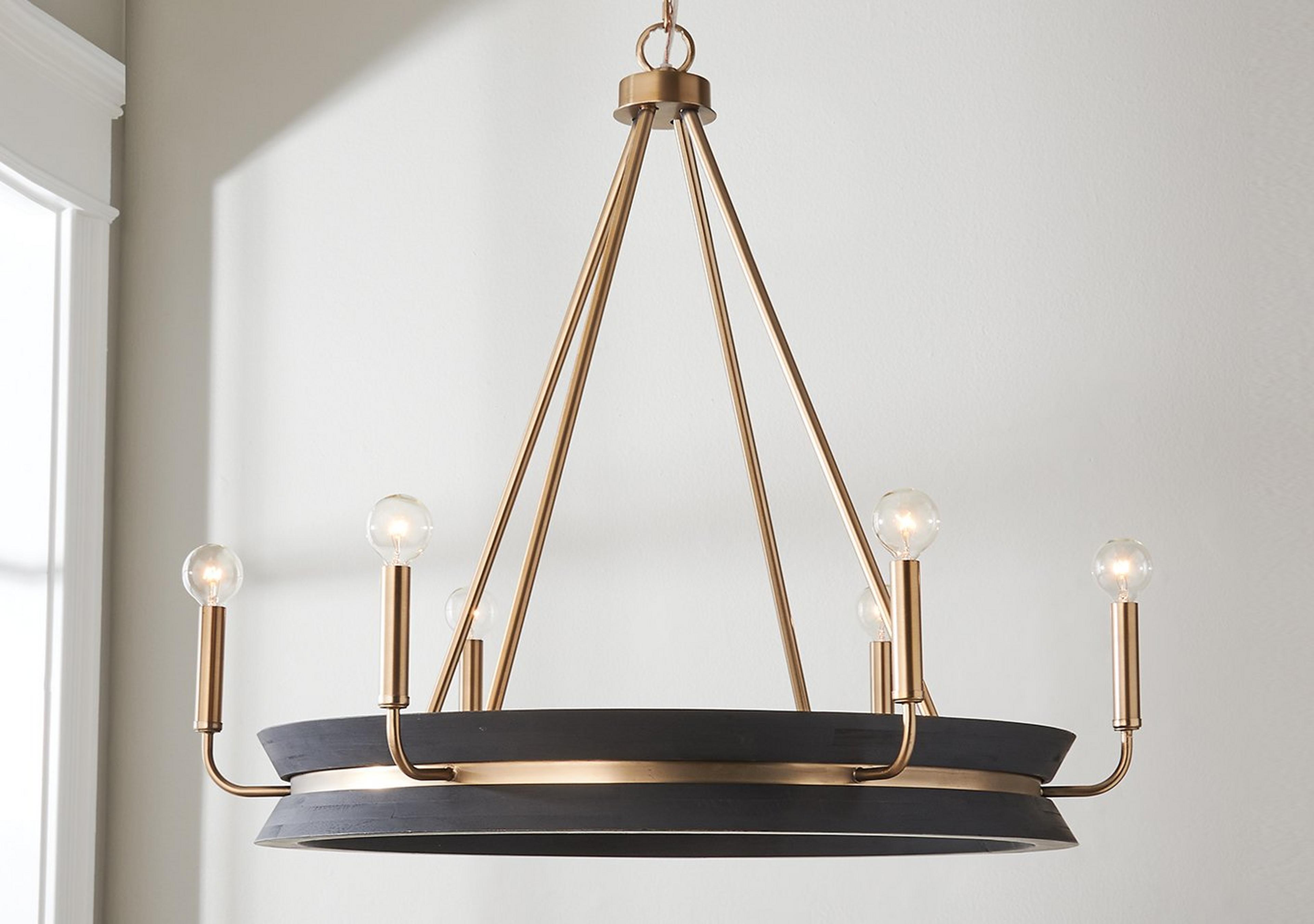 Matte Brass and Black Tajani Chandelier
