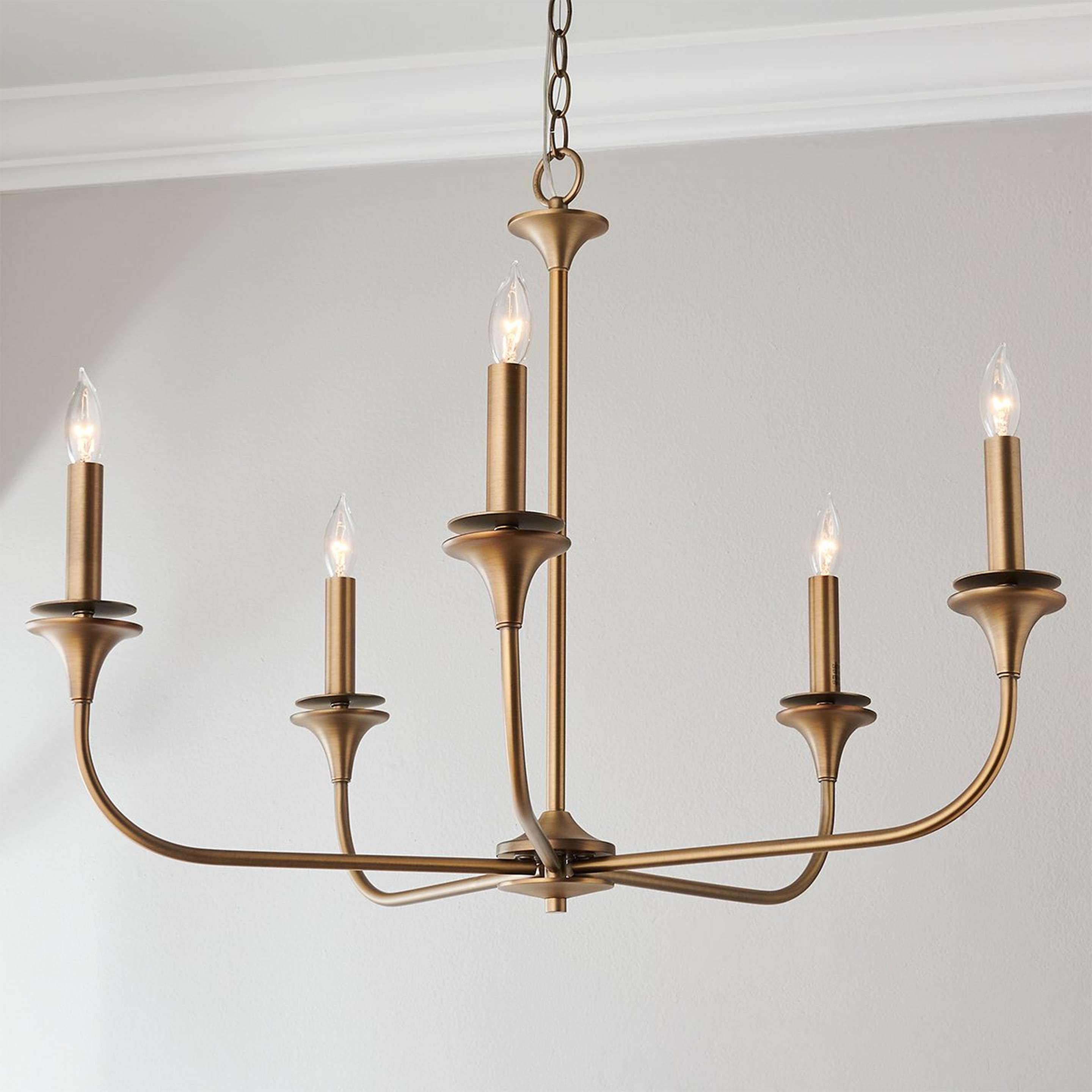 A Mayhue Chandelier - 5 Light with Aged Brass color