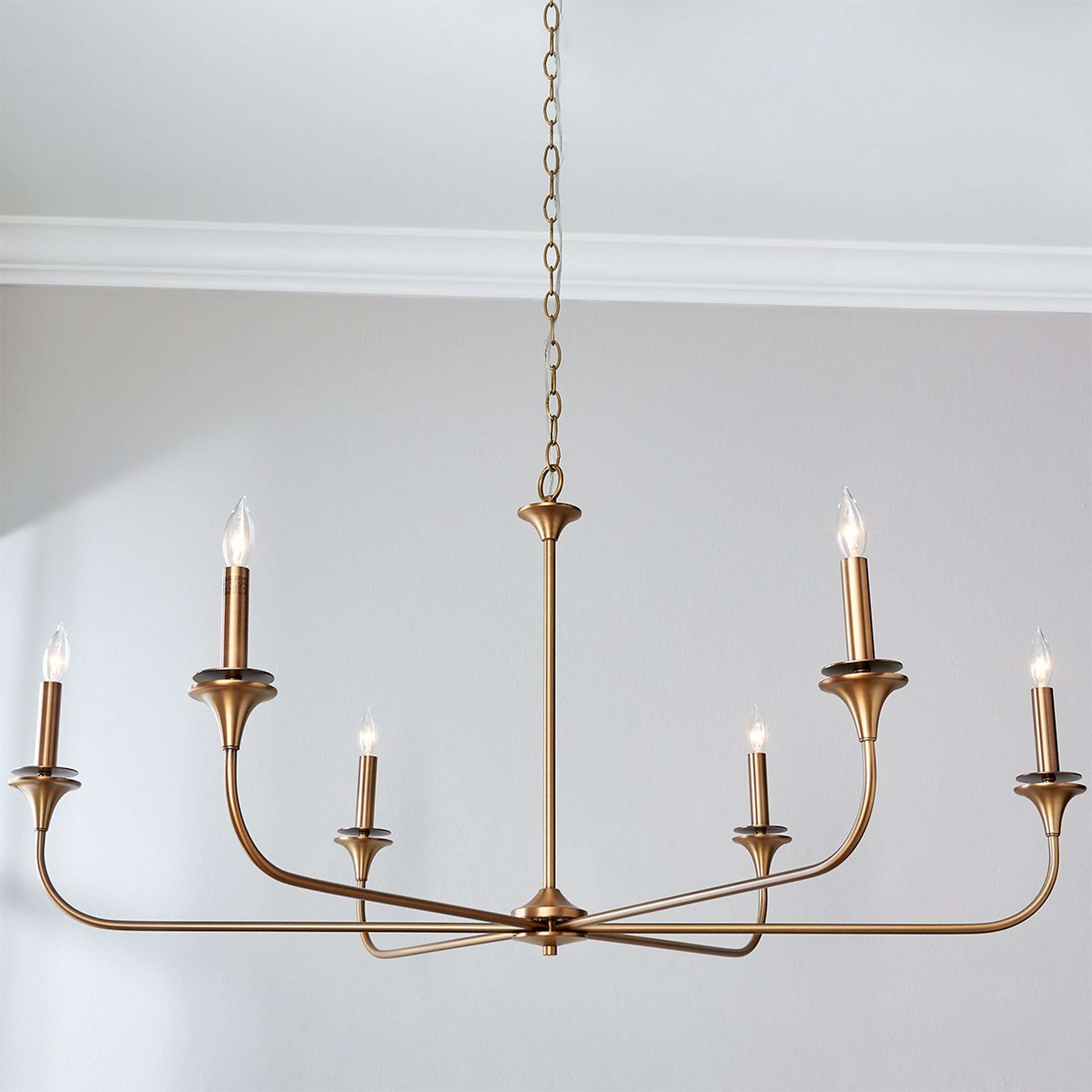 A Mayhue Chandelier - 6 Light with Aged Brass color