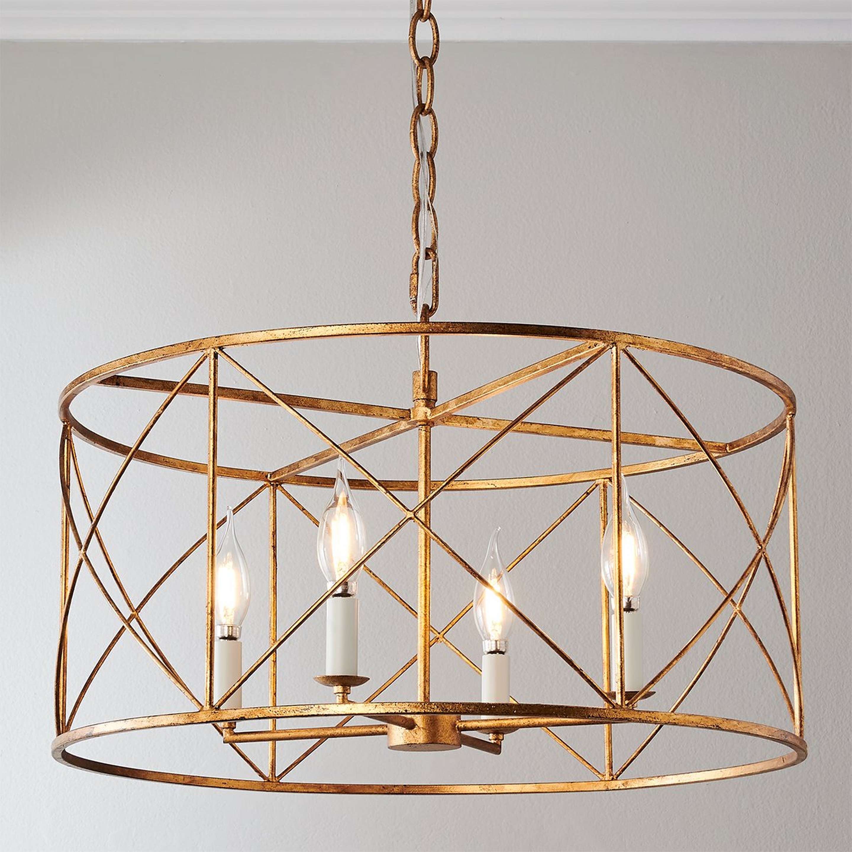 A Camunez Drum Chandelier with Aged Gold color