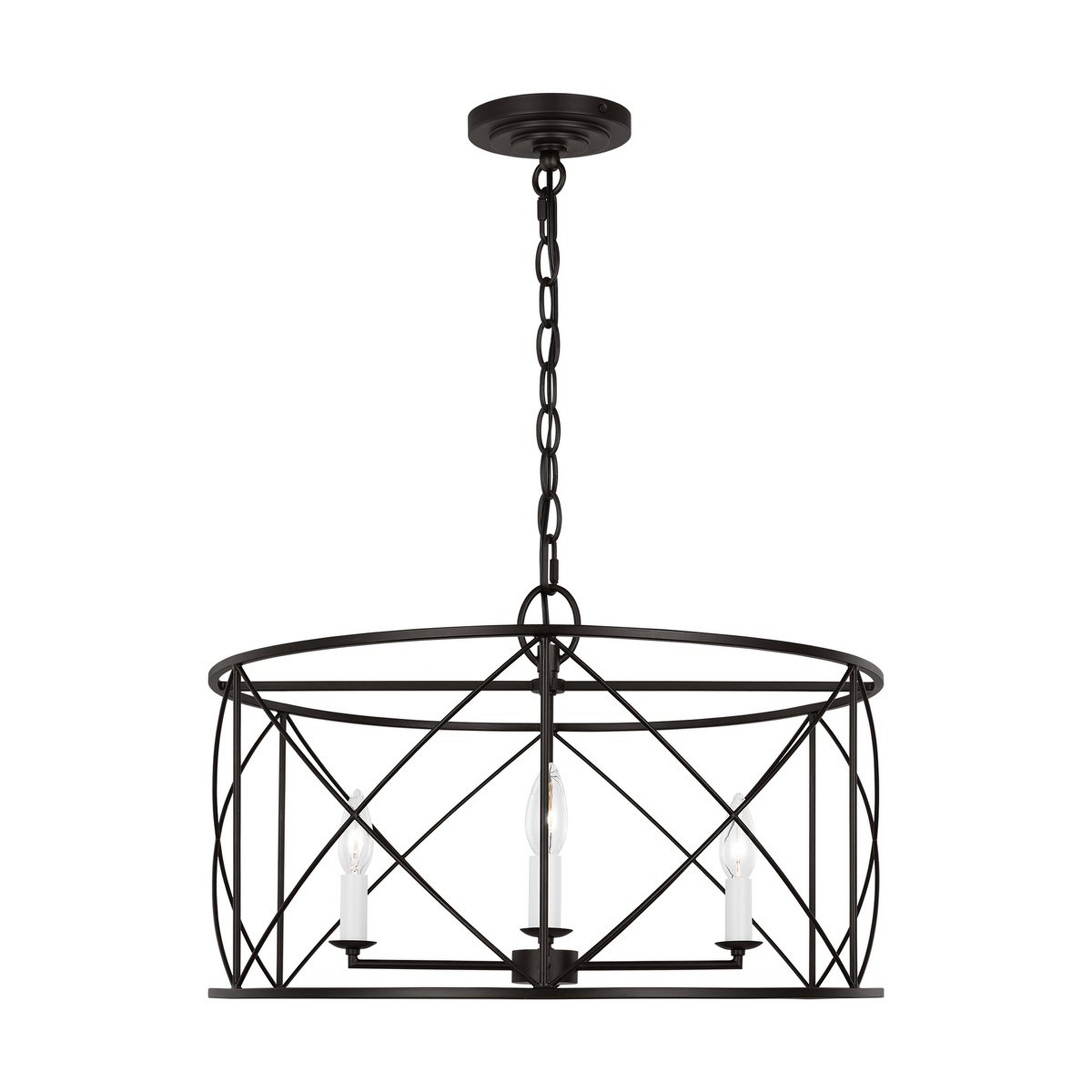 A Camunez Drum Chandelier with Aged Steel color