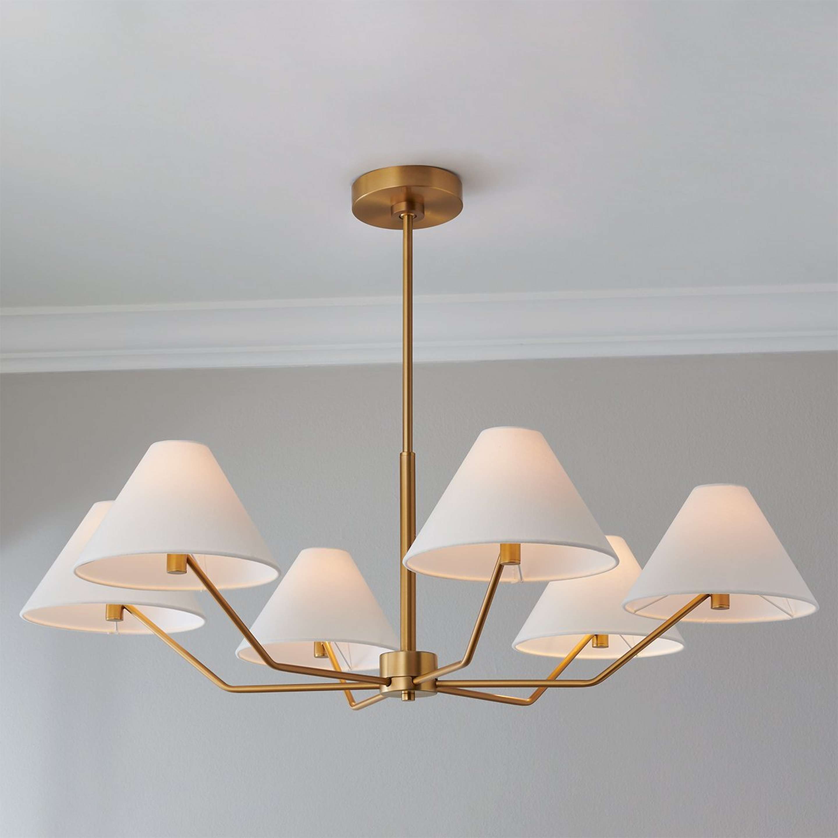 A Burke Chandelier – Large with Satin Brass / White color