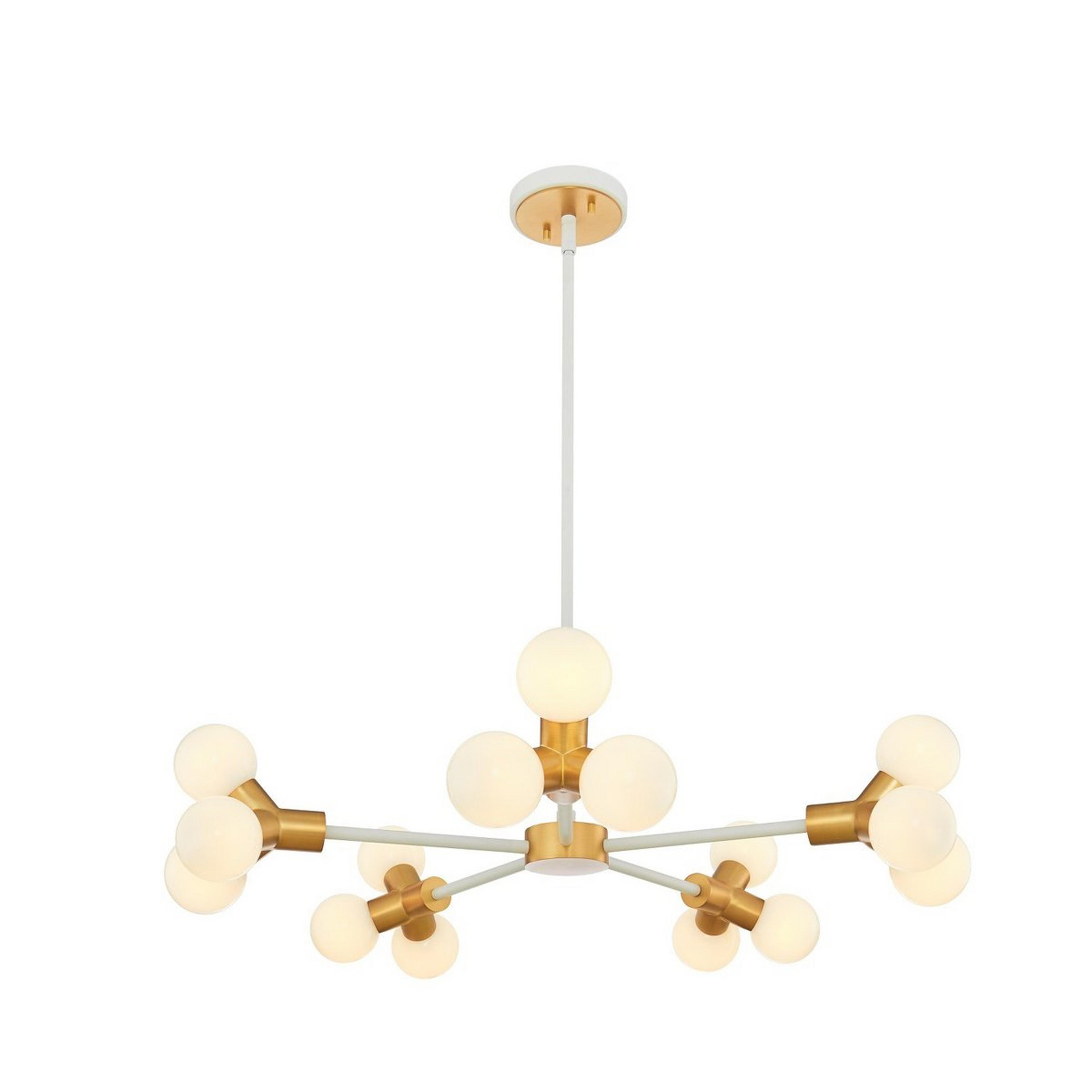 A Velda Chandelier - 15 Light with White / Brass color