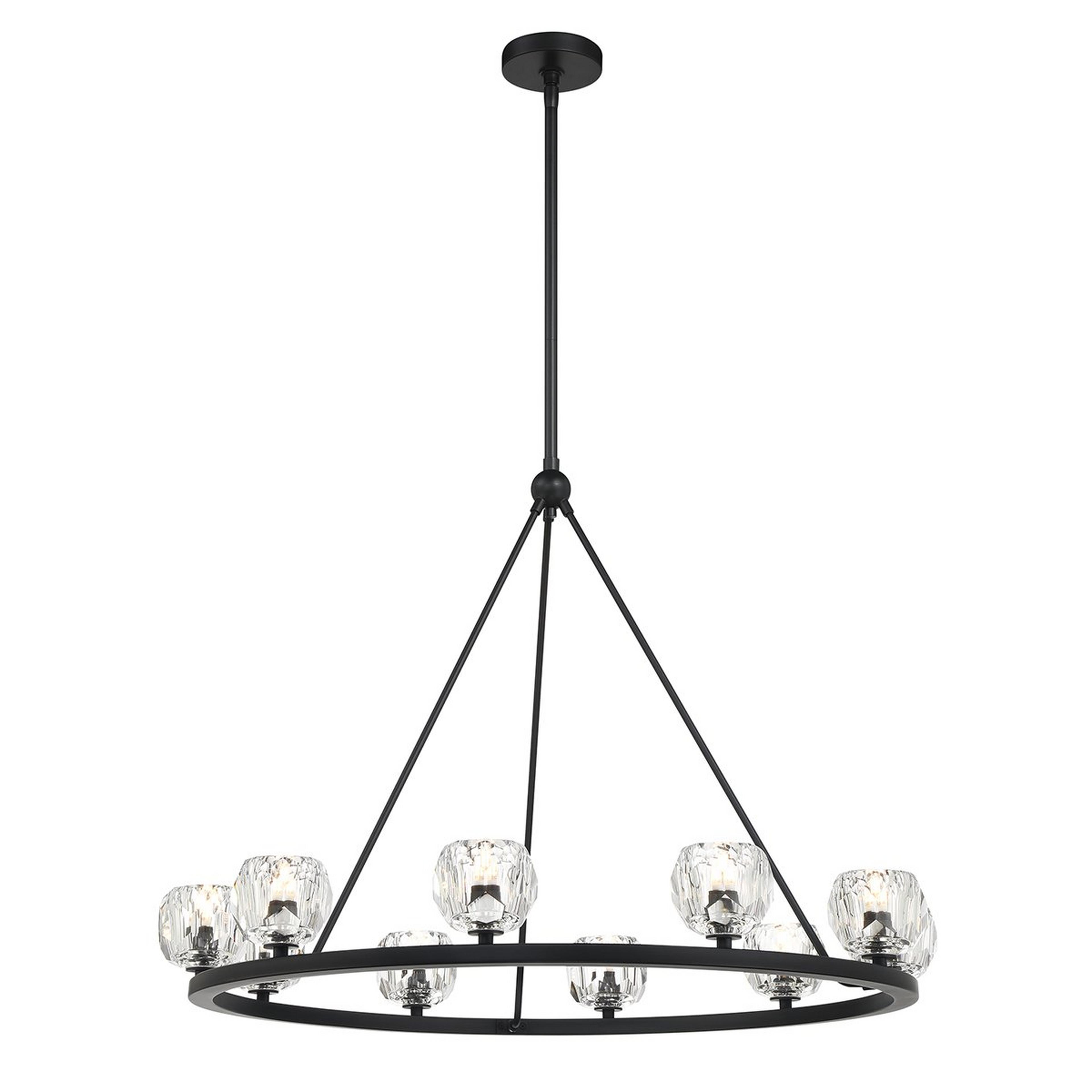A Armada Crystal Chandelier - Large with Matte Black / Faceted Crystal color