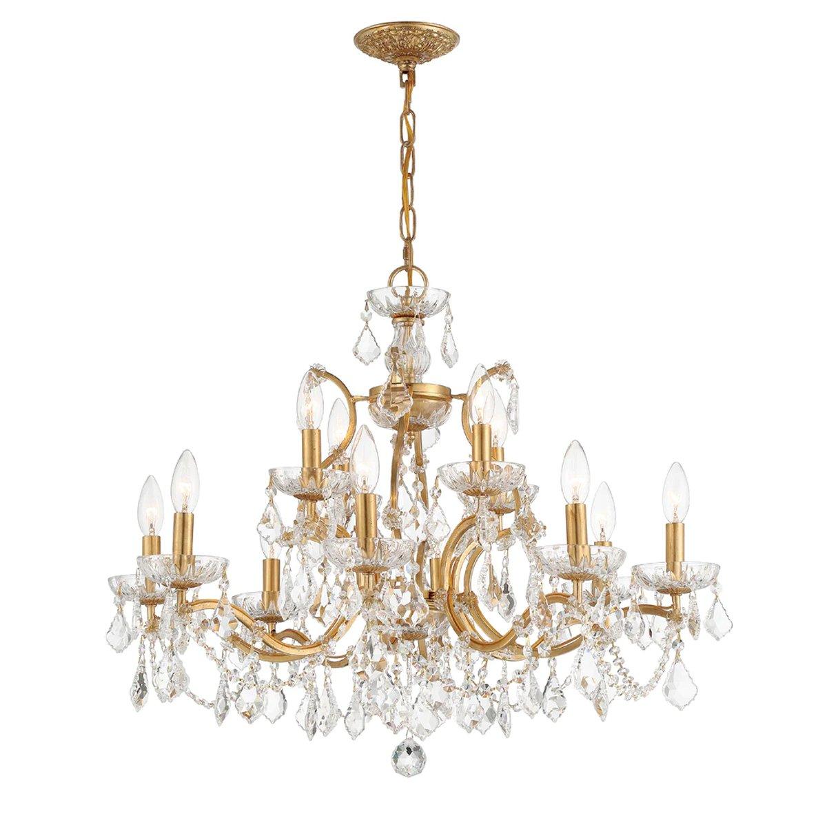 Gold Leaf and Crystal Chandelier - Large