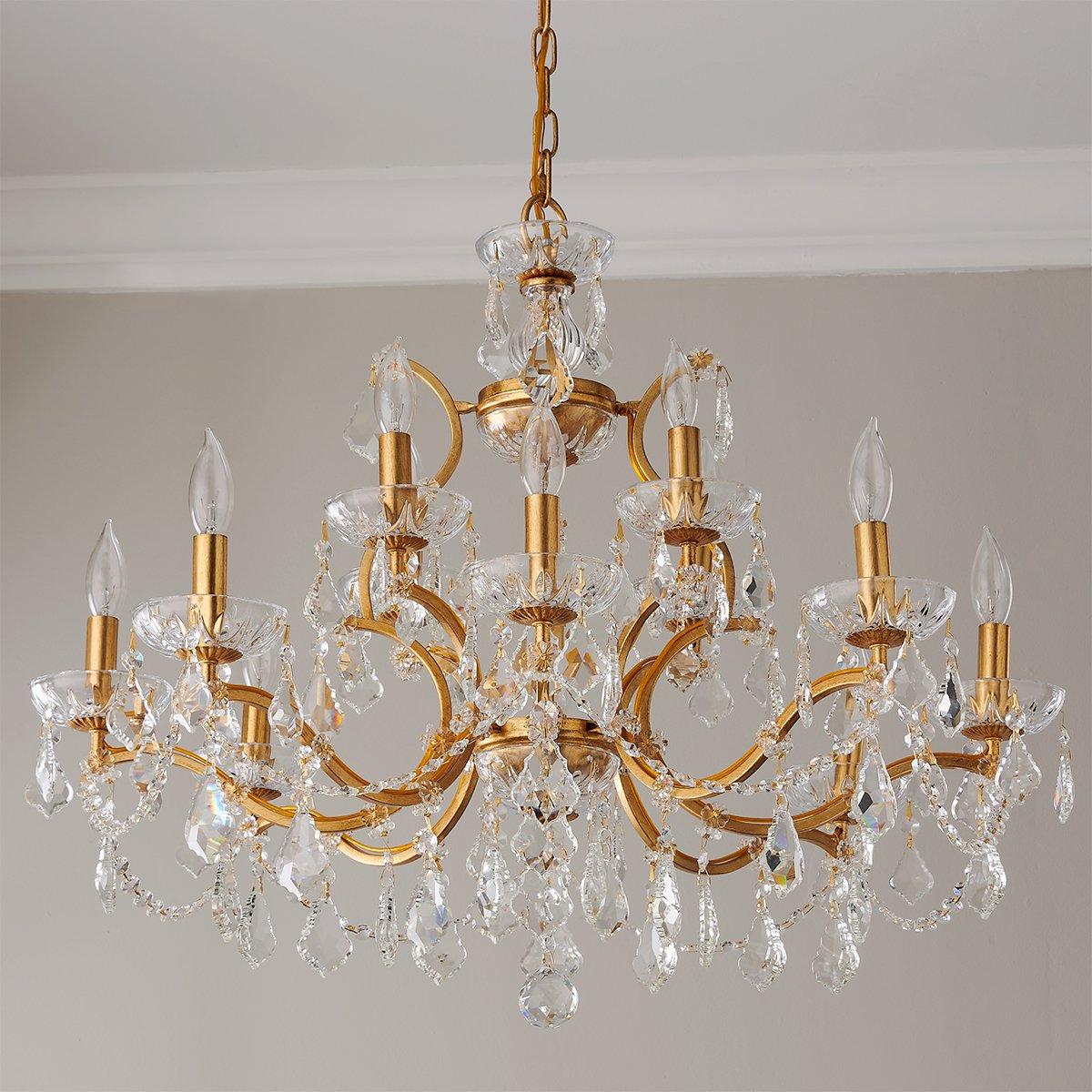 Gold Leaf and Crystal Chandelier - Large | Shades of Light