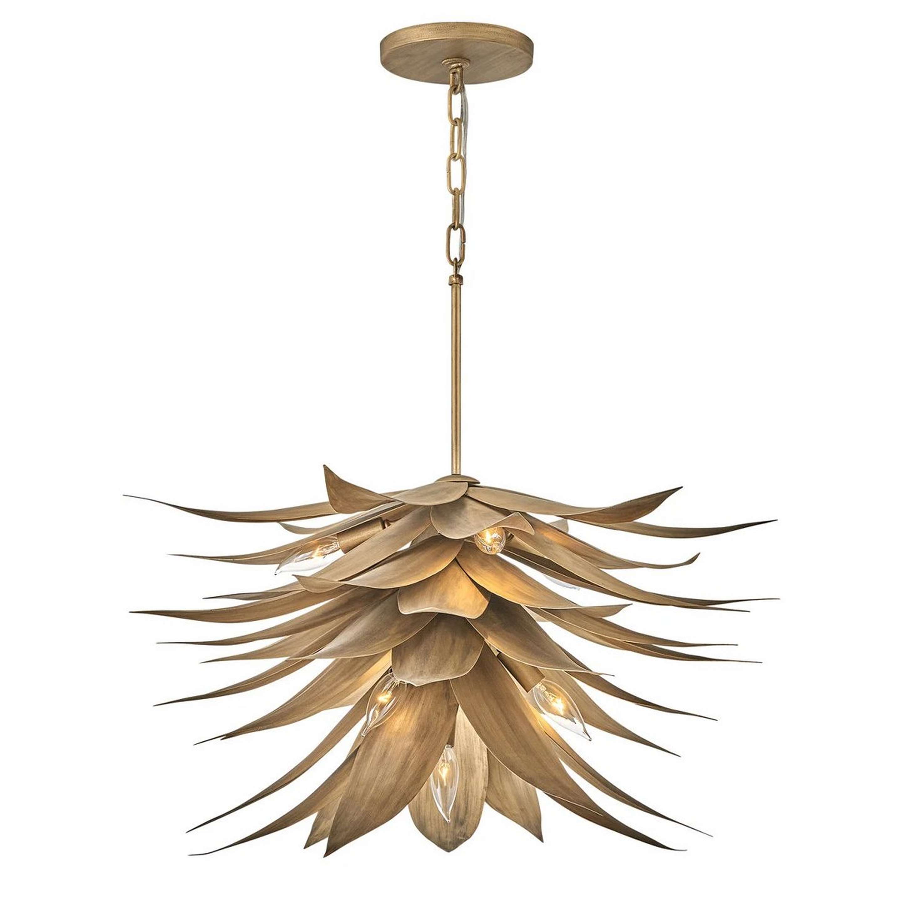 A Tropical Bloom Chandelier with Burnished Gold color